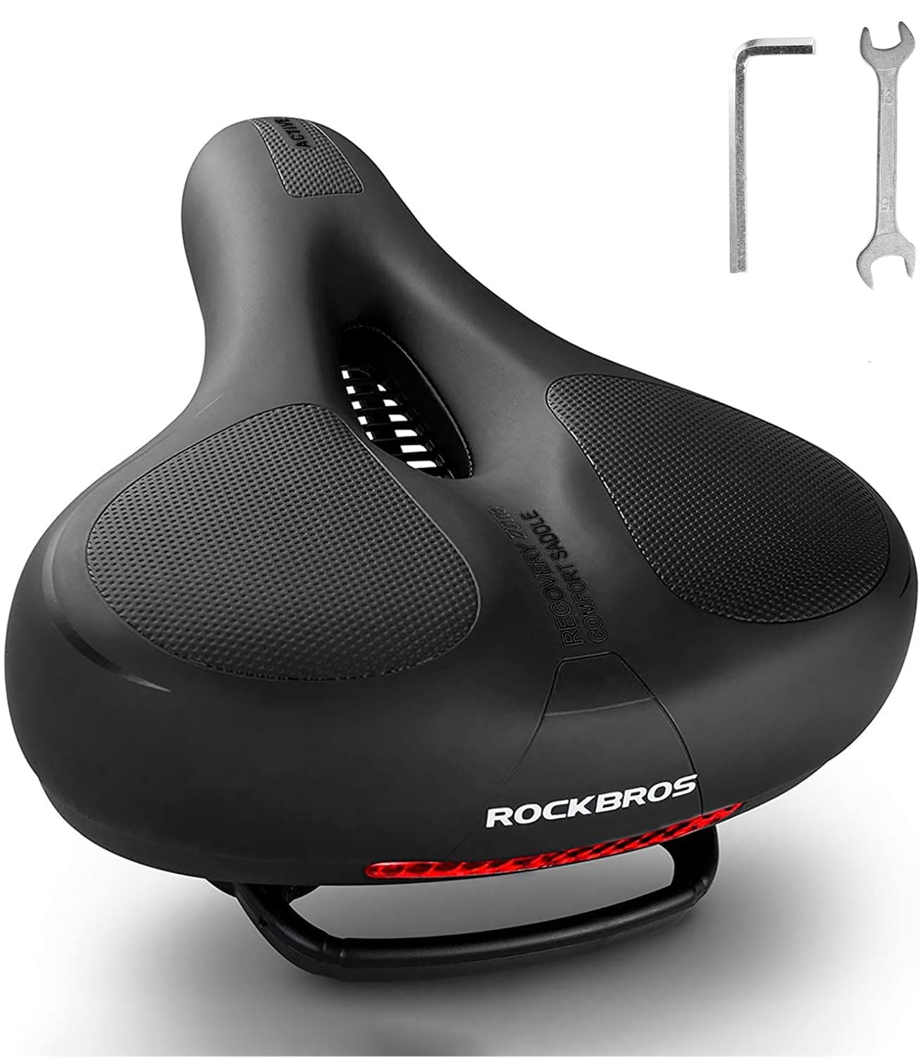 ROCKBROS Bike Seat Cushion for Men Women with Dual Shock Absorbing Ball Memory Foam - Ergonomic Bike Saddle, Handle for Easy Transport Soft Wide Waterproof Exercise Bicycle Seat for Peloton, Road Bike