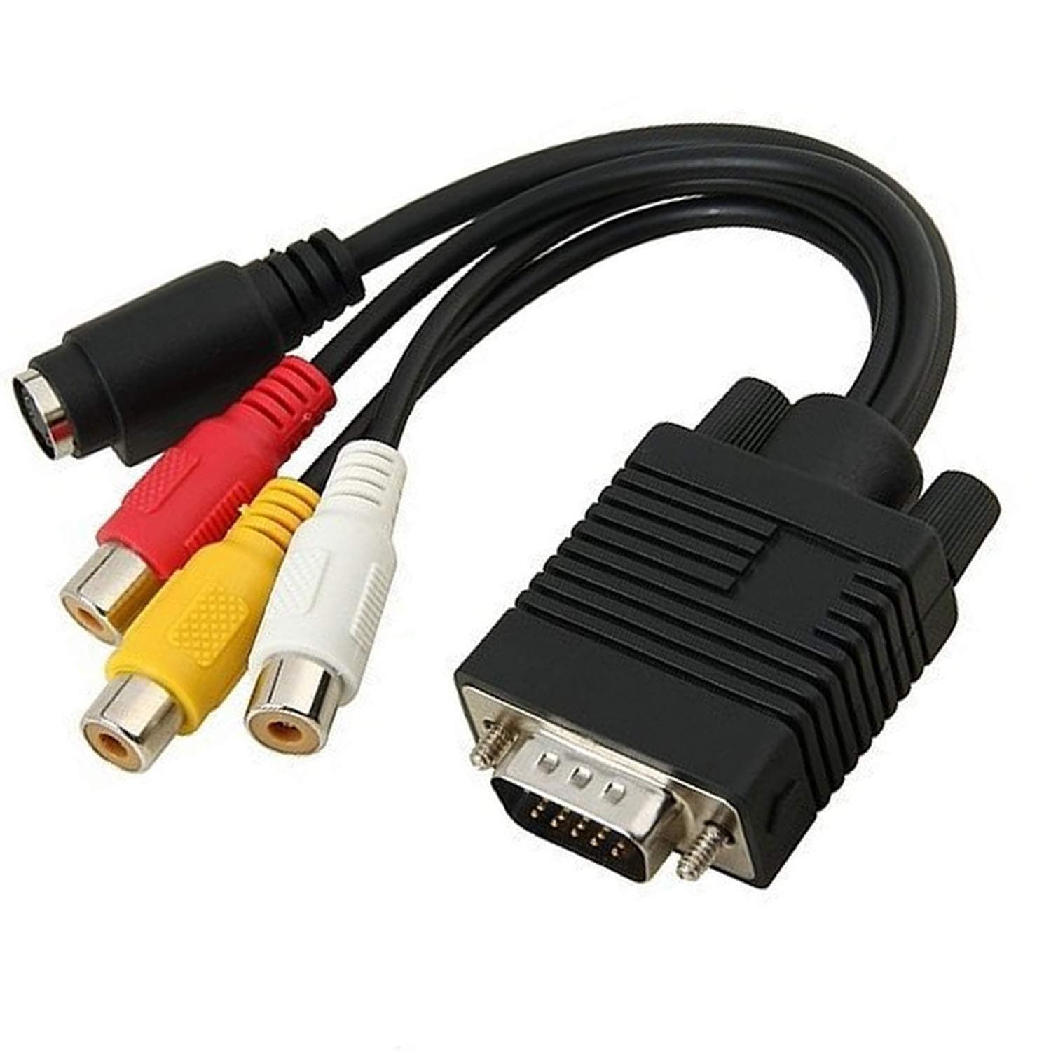 VGA to RCA Cable〔2 Pack 〕VGA Male to S-Video 3 RCA Jack Female Composite AV TV Out Adapter Converter Video Cable for TV PC Computer AV Projector