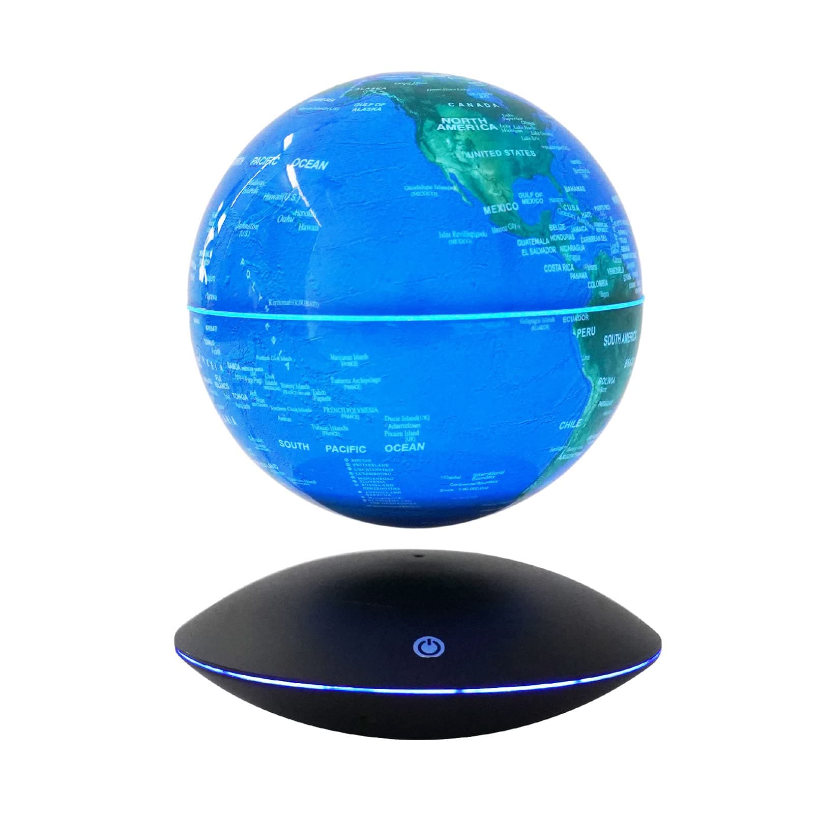 WUPYI 6" Magnetic Levitation Floating Globe Anti Gravity Rotating World Map with LED Light 7 Colors Display Floating Globe for Children Educational Gift Home Office Desk Decor (Style 2)