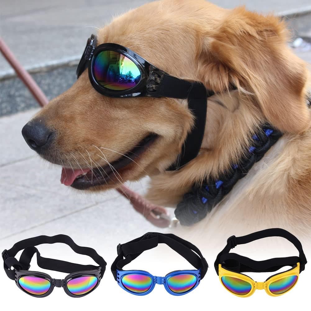 RvPaws Dog Sunglasses Dog Goggles for Medium Large Breed Dogs, Wind Dust Fog Protection Eye Wear Pet Glasses with Adjustable Strap for Motorcycle Car Driving Swimming Over 15lbs - 1 Pcs Goggles
