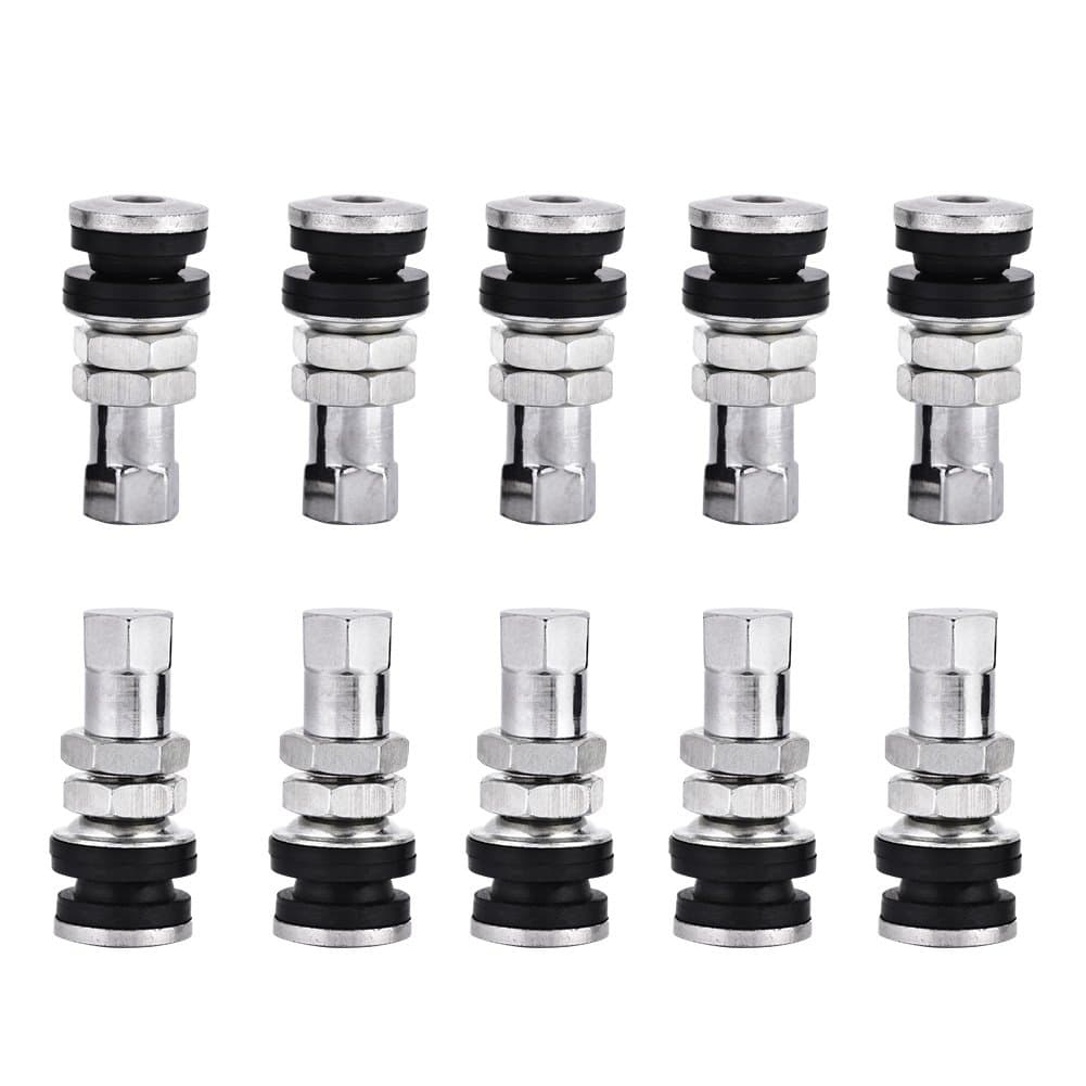 Hlyjoon10pcs TR161 Silver Metal Tire Valve Stem with Dust Cap for Car, Motorcycle, Bicycle, Truck, ATV