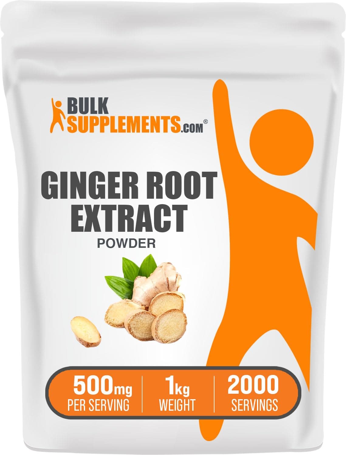 BulkSupplements.com Ginger Root Extract Powder - Ginger Supplement, Ginger Root Powder - Herbal Supplement, Gluten Free, 500mg per Serving, 1kg (2.2 lbs) (Pack of 1)