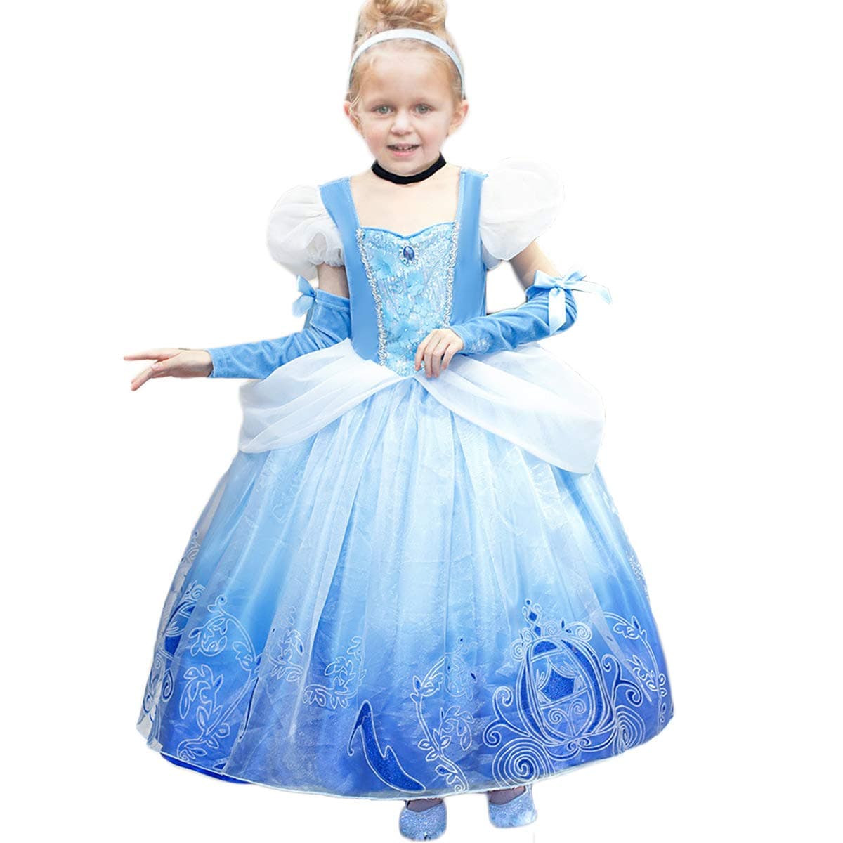 YESNID Girls Cinderella Princess Dress Costume Toddler Ball Gown Halloween Christmas Party Cosplay 2-13T