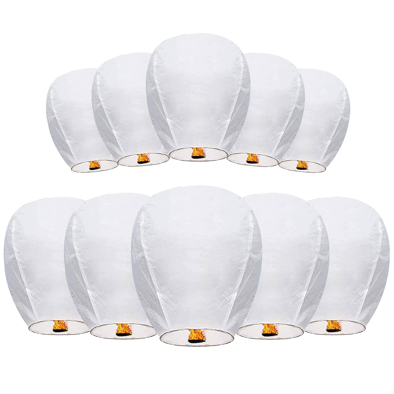 Chinese Sky Lanterns Environmental Friendly 100% Biodegradable Material No Assembly Required, for Wishing Wedding Birthday Party (10 Pack)