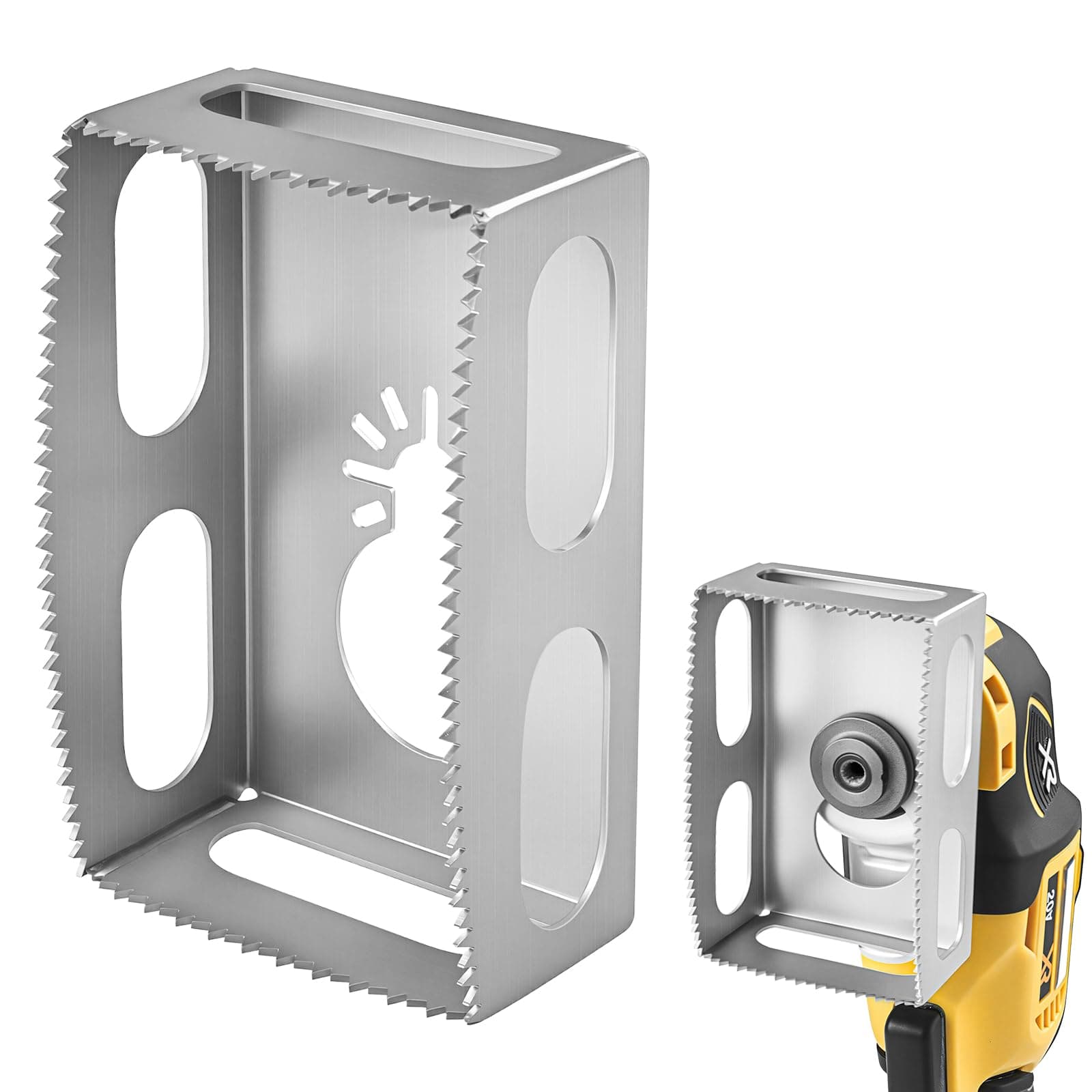 Square Slot Cutter Compatible for Dewalt 20V & Milwukee M18 Oscillating Multi-Tool to Cut-in Single Gang Wall Gang Electrical Boxes,Outlet Cutter for Drywall,Efficient Cutting Tool,1 Pcs square-shaped