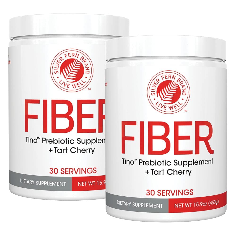 Silver Fern Tino High Fiber Supplement Powder - Non-GMO, Pre-Biotic, Water Soluble, Digestive Friendly, Powdered Mix - Add to Water, Juice, Shakes, Cereal & More (2 Canisters - 15.9 Oz. ea.)