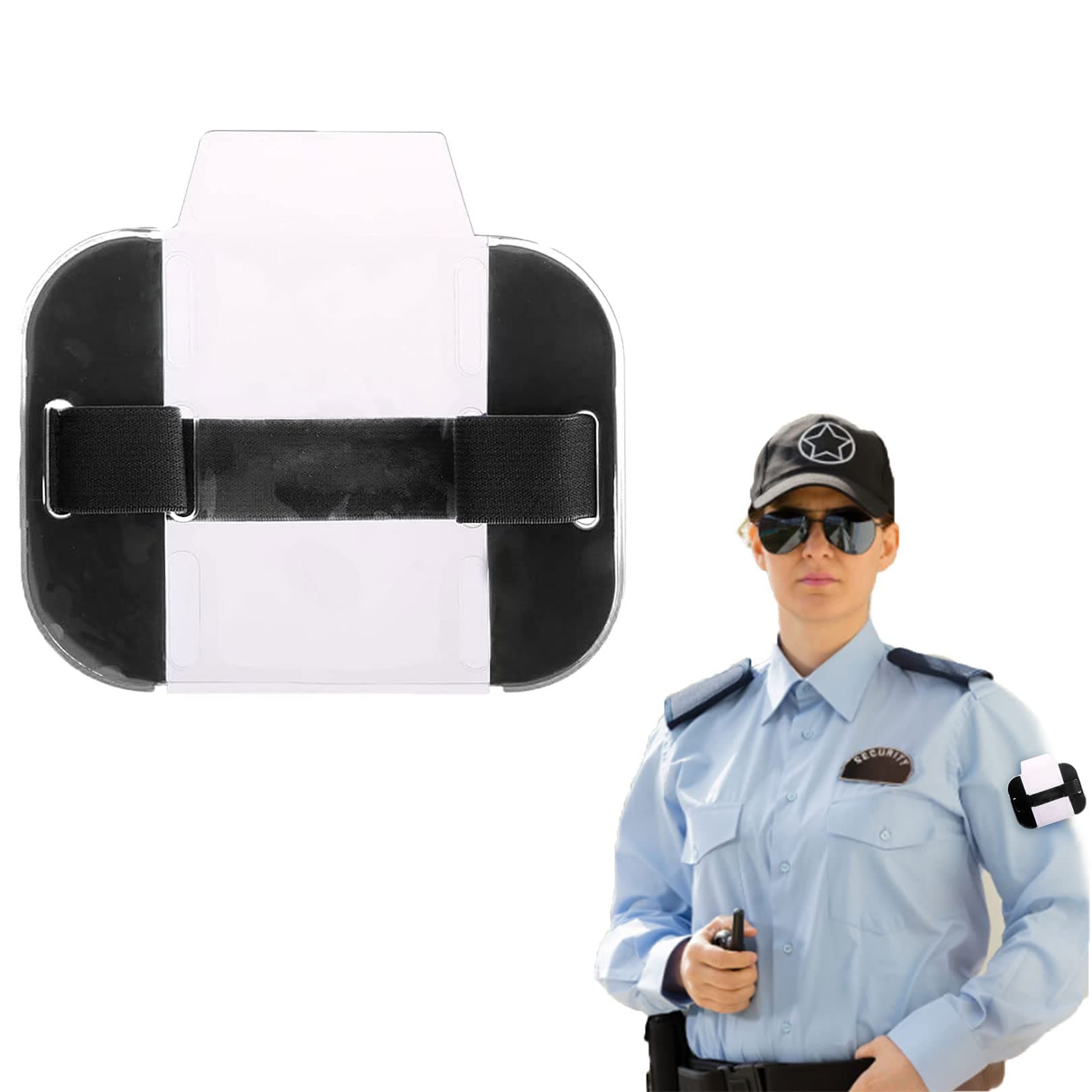 1pcs ID/SIA License Badge Holder,Arm Badge Holders Armband ID Card License Badge Holder with Adjustable Strap,for Emergency Workers Security Staff Warehouse Factory Doorman (Black)
