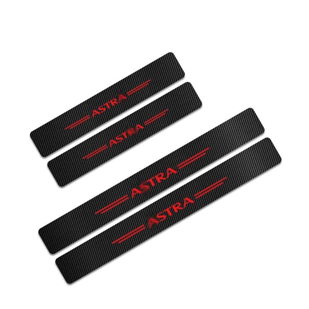 XMSM For Opel Astra J H G K Auto Door Entry Pedal Guards Accessories Car Door Threshold Scuff Plate Door Sill Protector Stickers 4PCS Protection sticker (Color : RED)