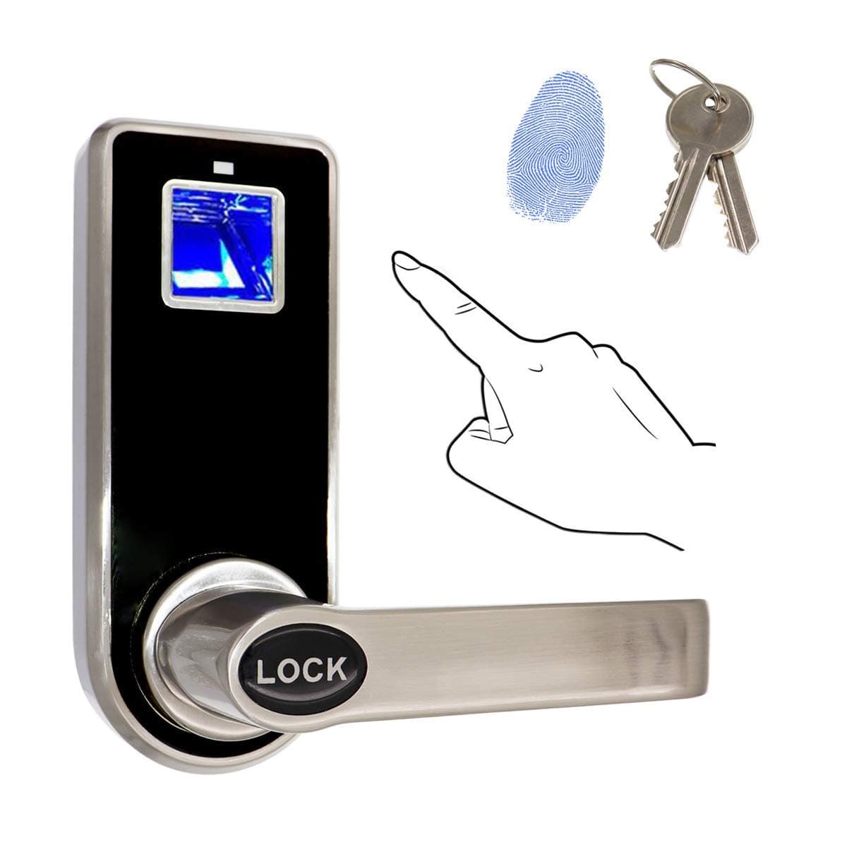 ETEKJOY Electronic Fingerprint Door Lock 2-in-1 Biometric Fingerprint Keyless Entry and Mechanical Key for Home and Office Interior Door Left/Right Handle