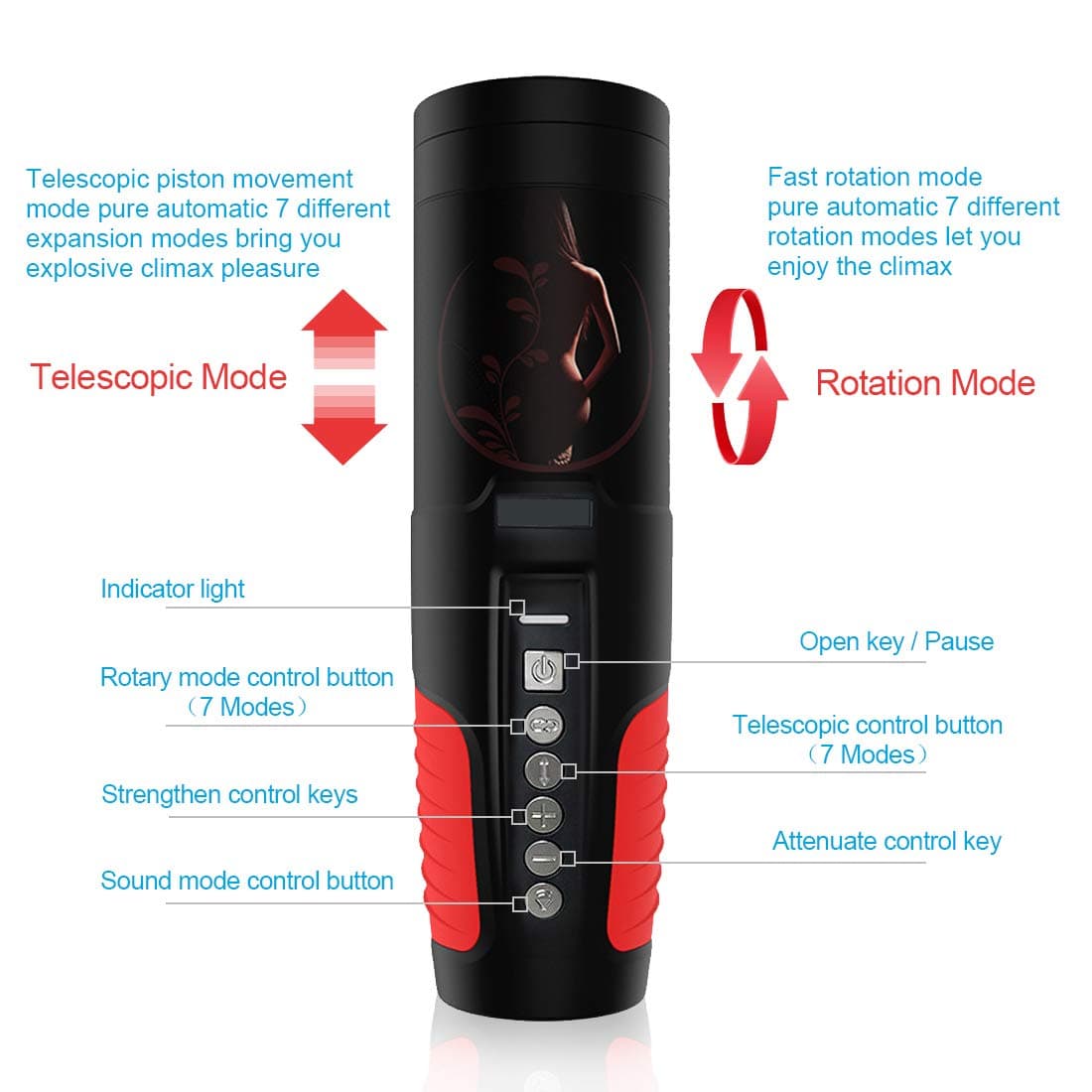 2019 Automatic Male 7 Frequency Telescopic 7 Frequency Rotation 400 Times/Minute Rotation and 280 Times/Minute Telescopic Pronunciation Electric Male Toy Tshirt