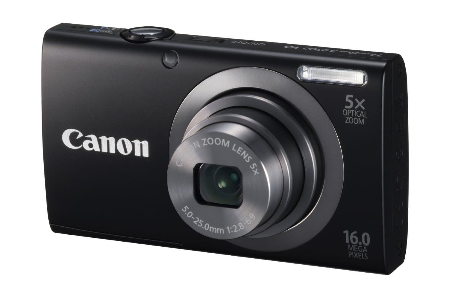 Canon PowerShot A2300 is 16.0 MP Digital Camera with 5X Digital Image Stabilized Zoom 28mm Wide-Angle Lens with 720p HD Video Recording (Black)
