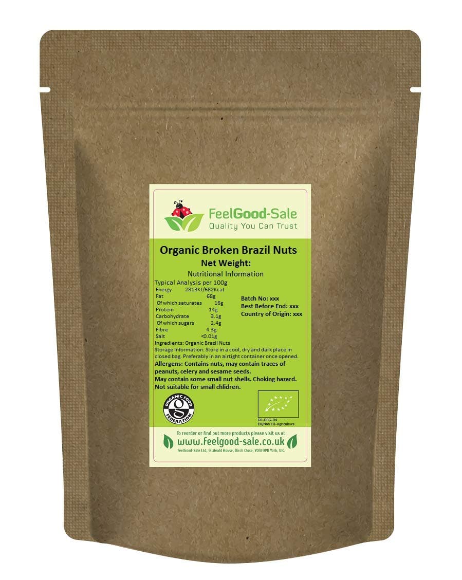 1kg Organic Brazil Nuts Broken/Halves, Low-GI Good For Snacking, Smoothies, Baking & Cooking, Gluten-Free, Keto & Vegan-Friendly, Rich in Protein & Vitamins & Fibre