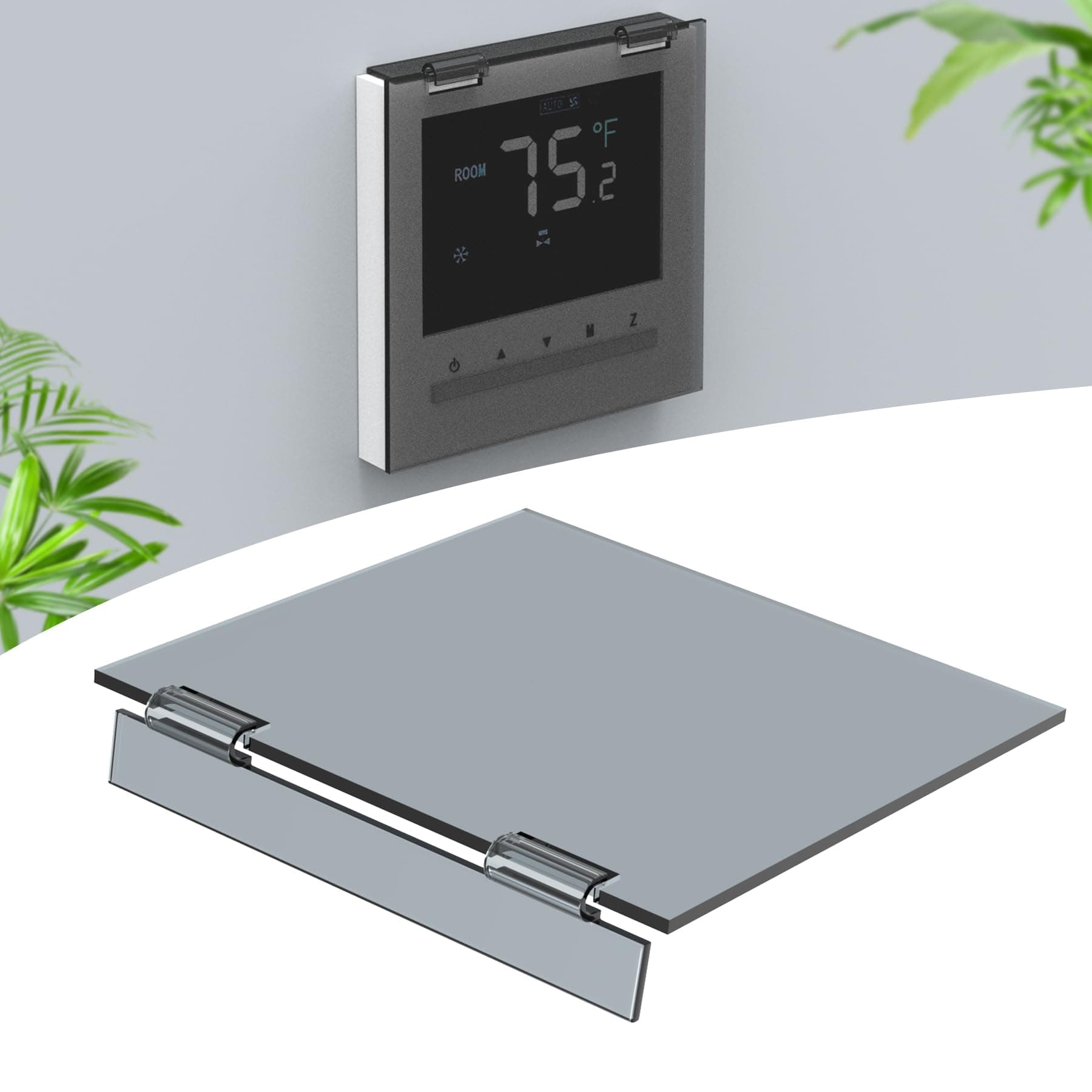 Flamorrow Air Conditioner Thermostat Protection Cover, 3.4" x 3.5" Wall Protector, Anti-Touch Central AC Controller Cover for Air Conditioning Panel, Acrylic