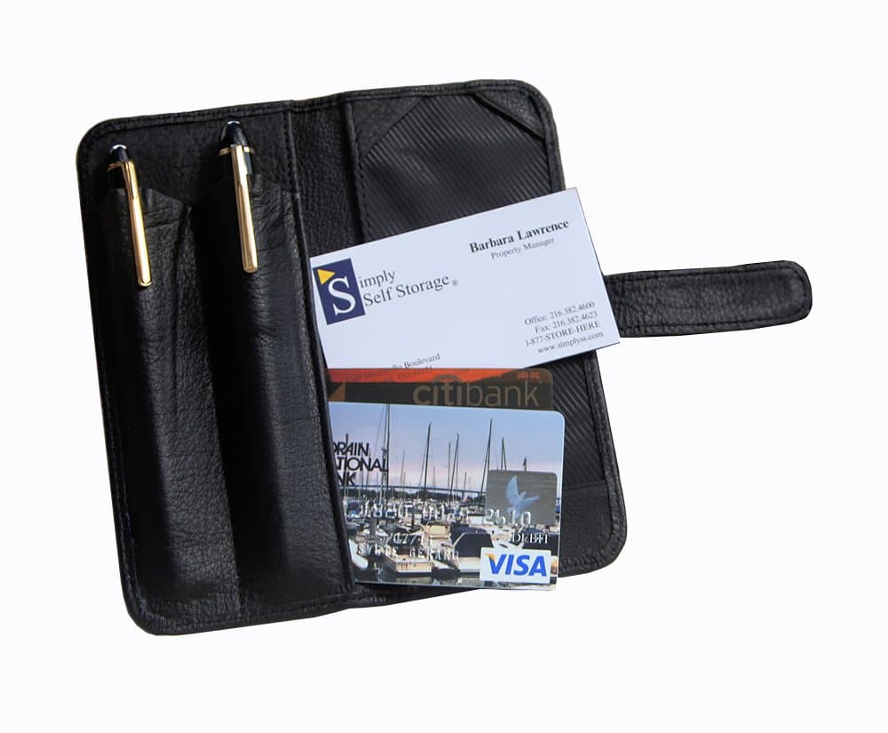 Fountain Pen International Leather Folding Wallet Double Pen Case New!