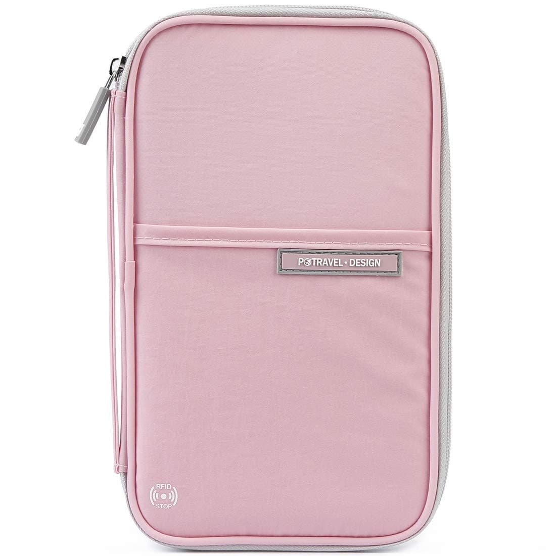 Passport Wallet, RFID Family Travel Passport Holder With Hand Strap, RFID Blocking Credit Card Wallet For Men & Women, Trip Document Organizer Fits Phone And Tickets P.Travel Series (Pink)