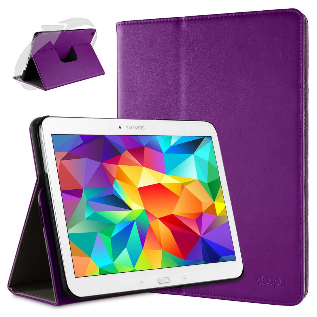 doupi Smart Flip Cover for Samsung Galaxy Tab 2 (10.1 inch), Deluxe Protective Case with Sleep/Wake Function 360 Degree Rotatable Stand Screen Protector, Purple