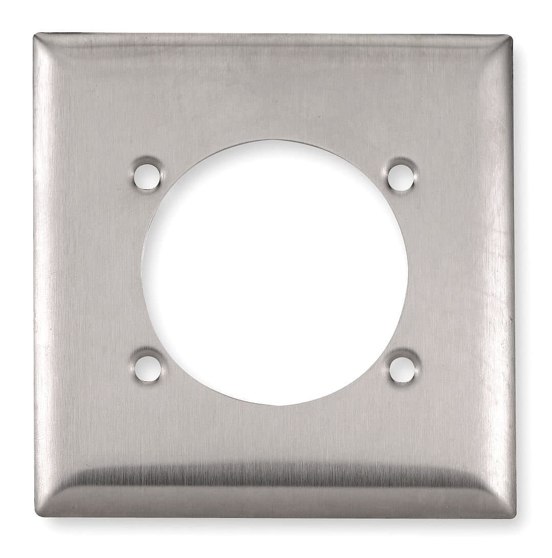 Hubbell Wiring Systems 313292 SS701 302/304 Stainless Steel 1-Single Receptacle Wall Plate, 2 Gang, 2-31/64" Hole Diameter, 4-19/32" Width x 4-1/2" Height x 1/32" Thick