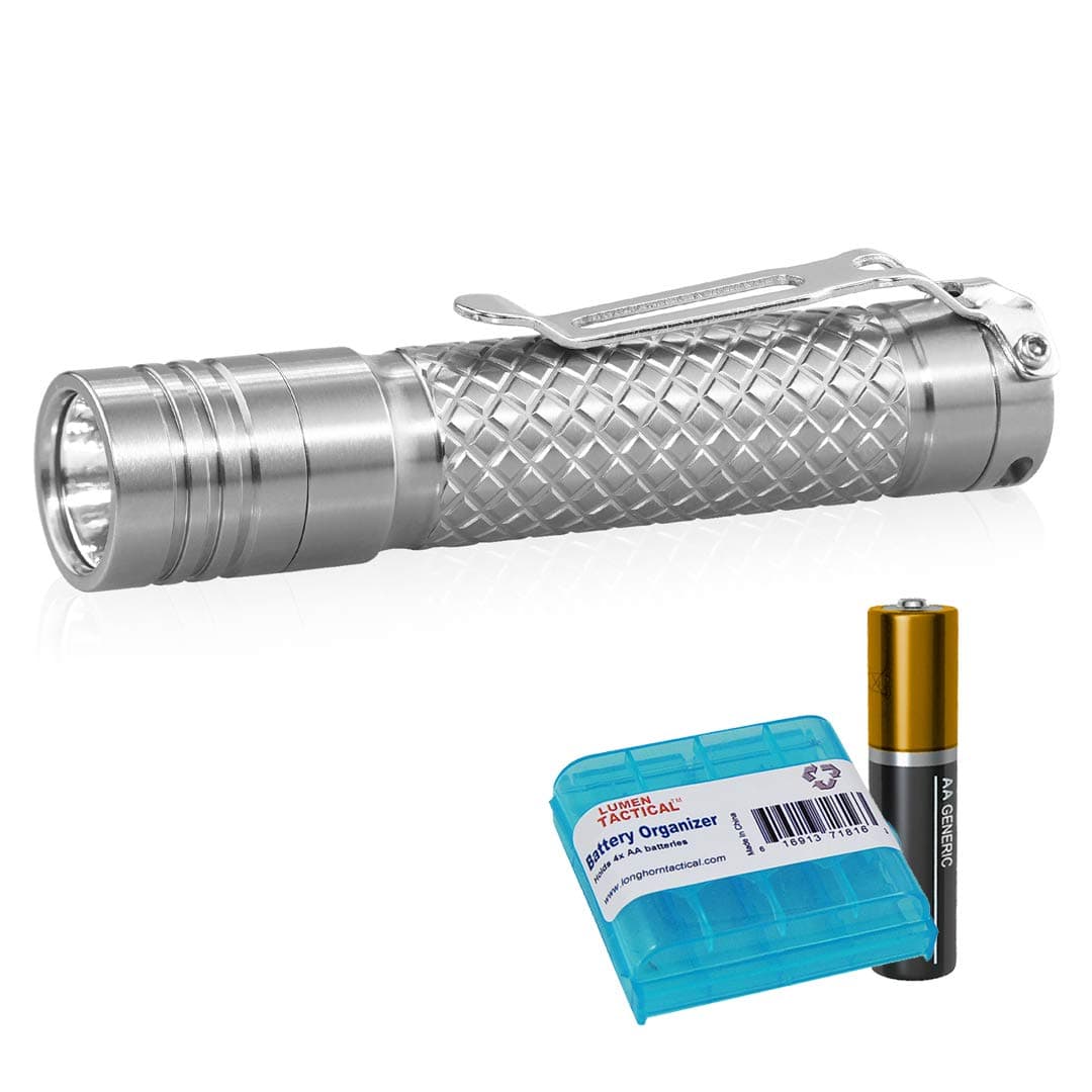 Eagletac D3A Clicky Titanium MKII 405 LED Lumen Ultra-Compact Everyday Carry AA Flashlight with Battery and LumenTac Battery Organizer