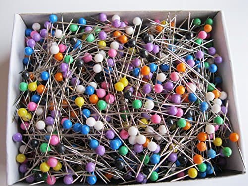 1sets of 1000Pcs Straight Pins 1 1/2" Shinny Coloured Plastic Pearl Head Dress Maker Pins Multi color Head pins Dressmaking for Embroidery Arts Crafts Embellishment