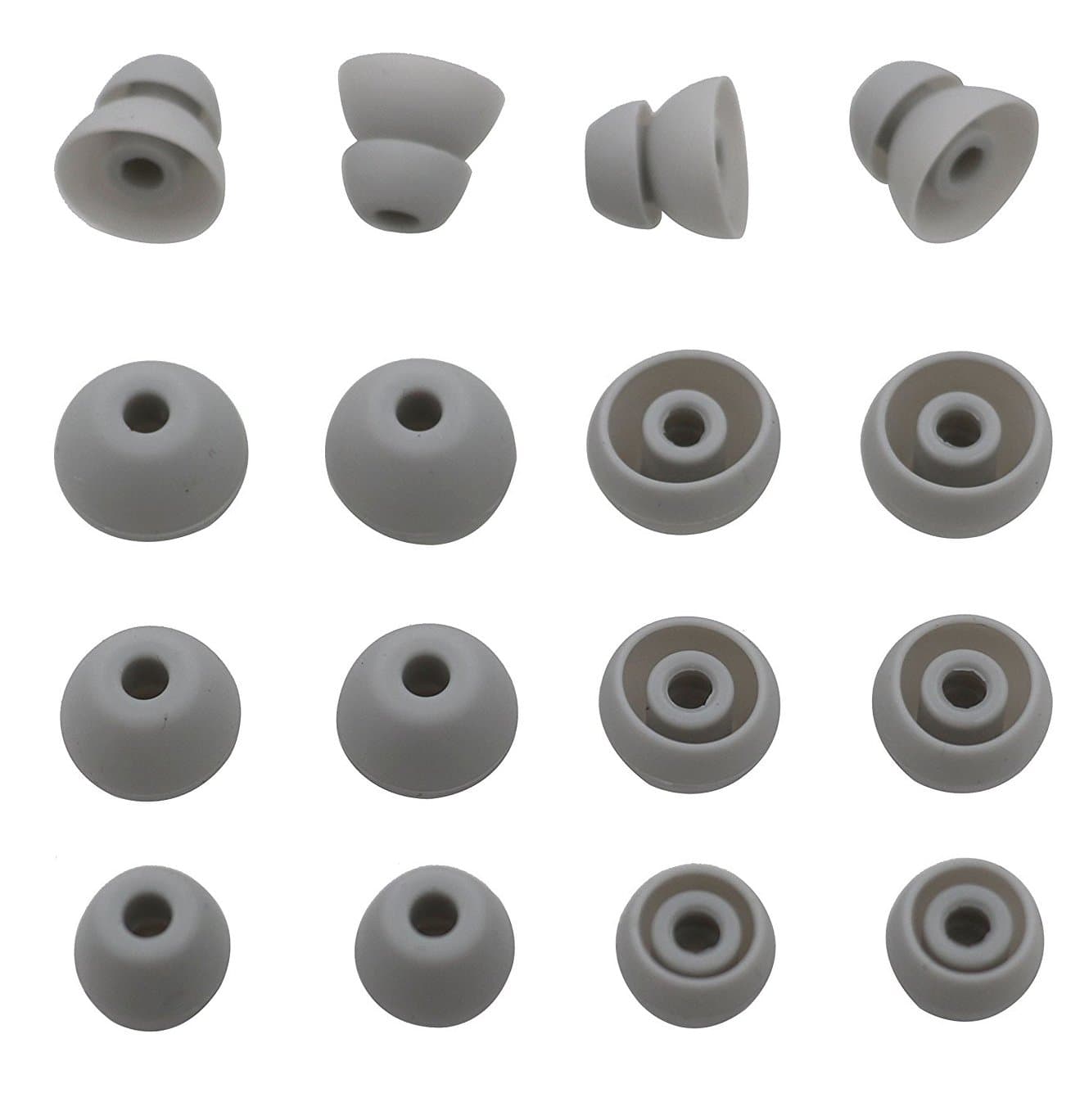 Ear Tips for Beats X Headphone, Diana Fay Ear Gels Eartips Earphone Cover Earbud Cushions for Beats BeatsX Earbuds, 8 Pairs Set S/M/L/Double Flange 4 Sizes Soft Gel, Gray