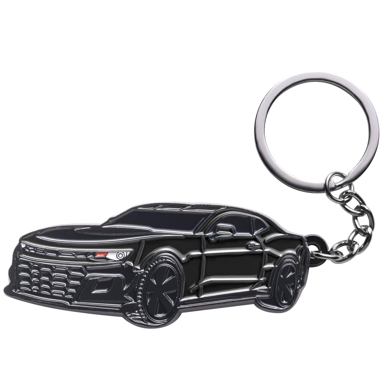 for Camaro Keychain Accessories-Key Chain Key Fob Cover for Chevy Camaro Keyring 2022 2023 2024 Black