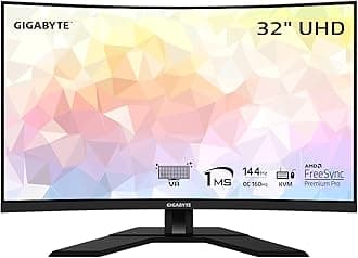 GIGABYTE M32UC 32" 144Hz (160Hz OC) 4K UHD Curved Gaming Monitor, SS VA, 3840x2160 Display, 1ms Response Time (MPRT), 1x DisplayPort 1.4, 2X HDMI 2.1, 1x USB Type-C, 4X USB 3.2