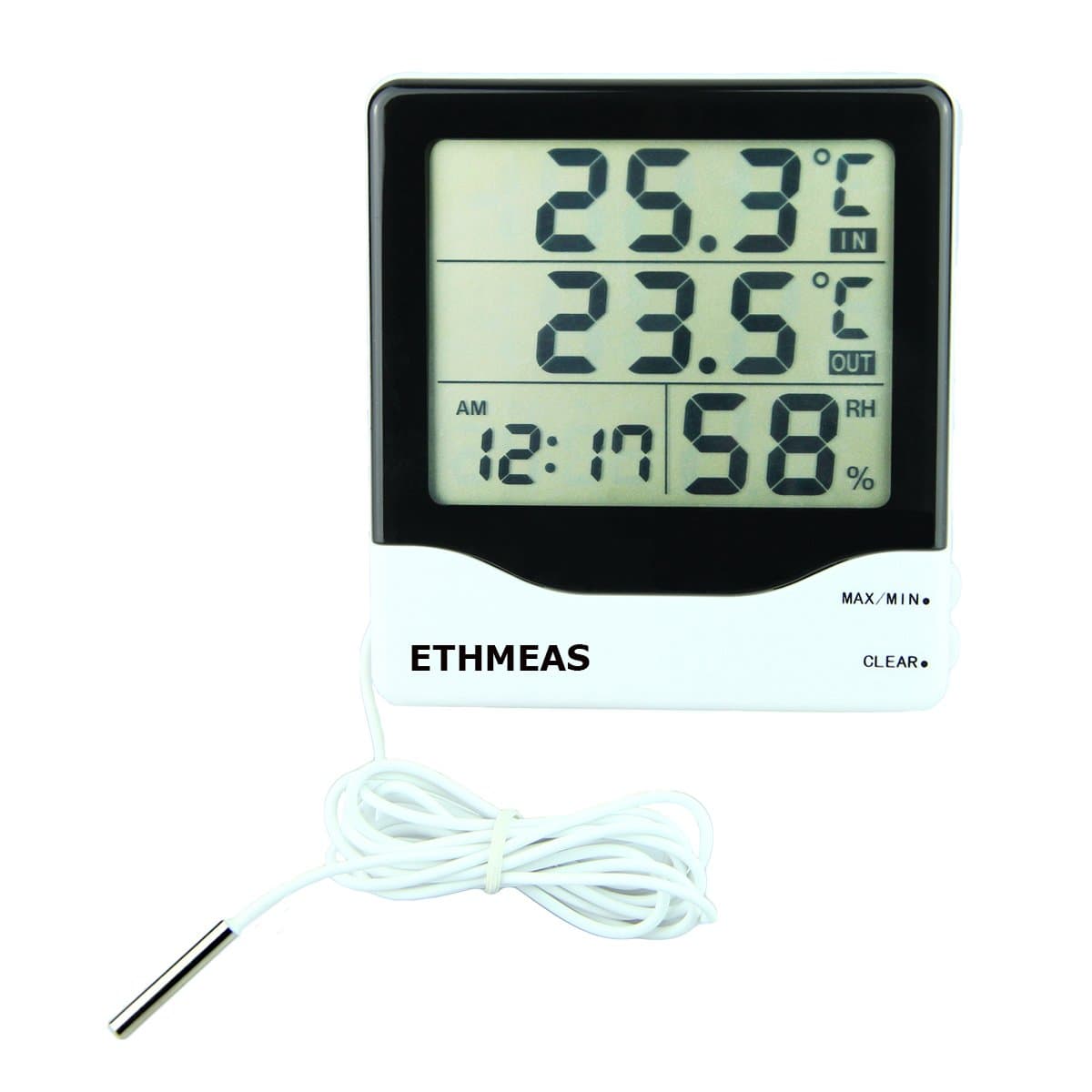 Indoor and Outdoor Digital LCD Display Thermometer Hygrometer with Temperature, Humidity,time&Alarm Clock