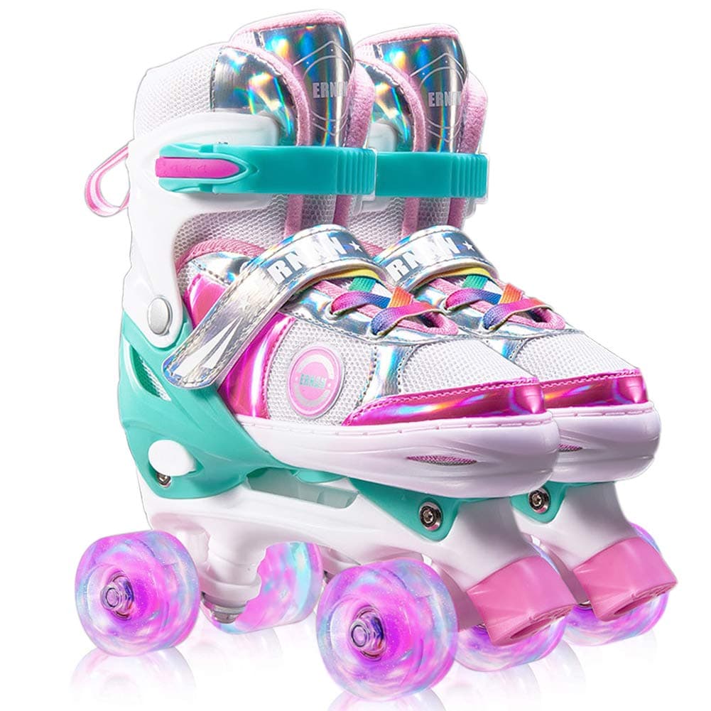 ETERISH Kids Adjustable Roller Skates for Girls and Boys (Pink) Small