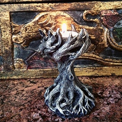 Yggdrasil the World Tree Tealight Holder, Pewter Finish
