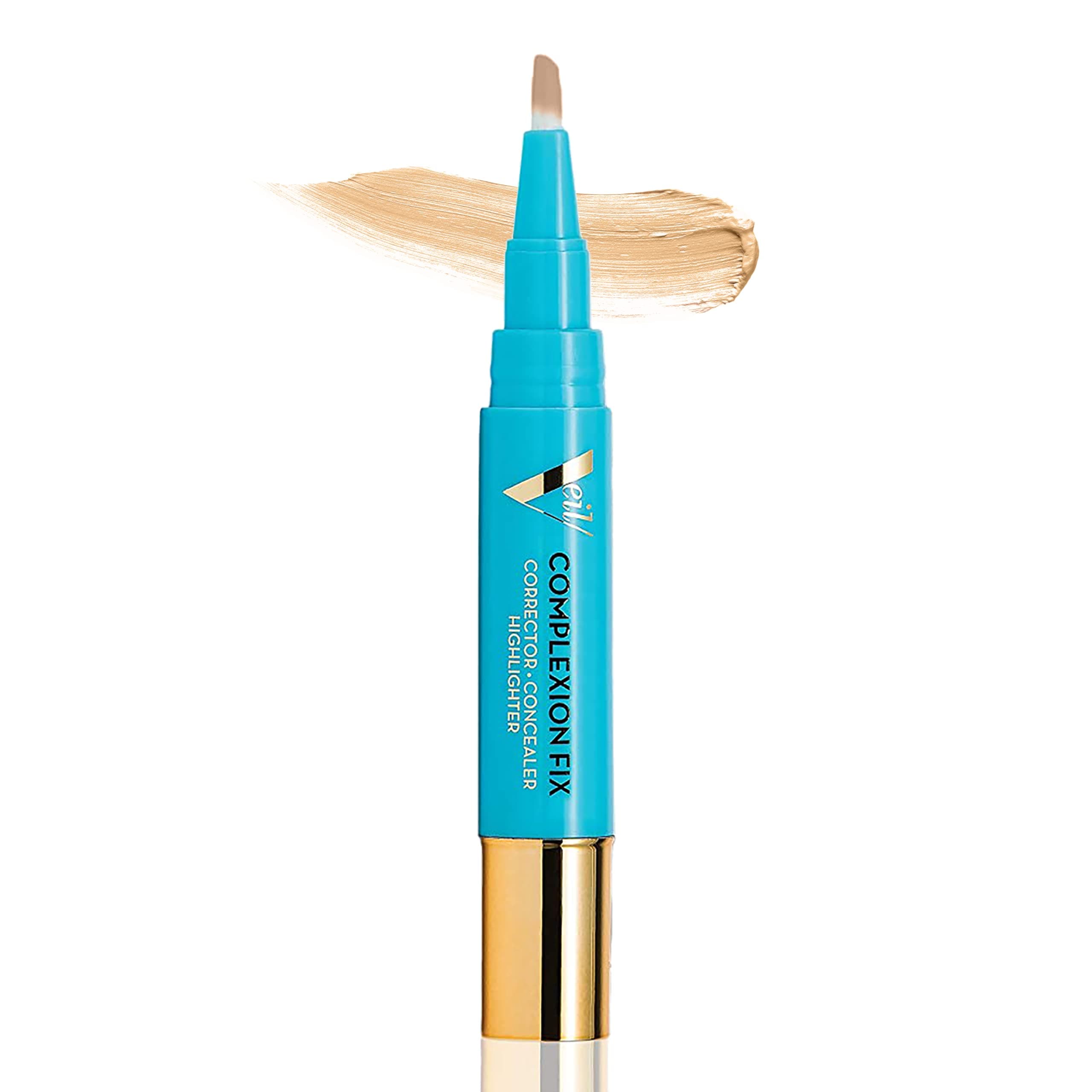 Veil CosmeticsComplexion Fix Concealer - Liquid Concealer for Under Eye + Dark Circles - Highlight, Contour, Correct - Anti-Aging - Vegan Makeup Pen - Hydrating Lightweight (2G Light Gold)