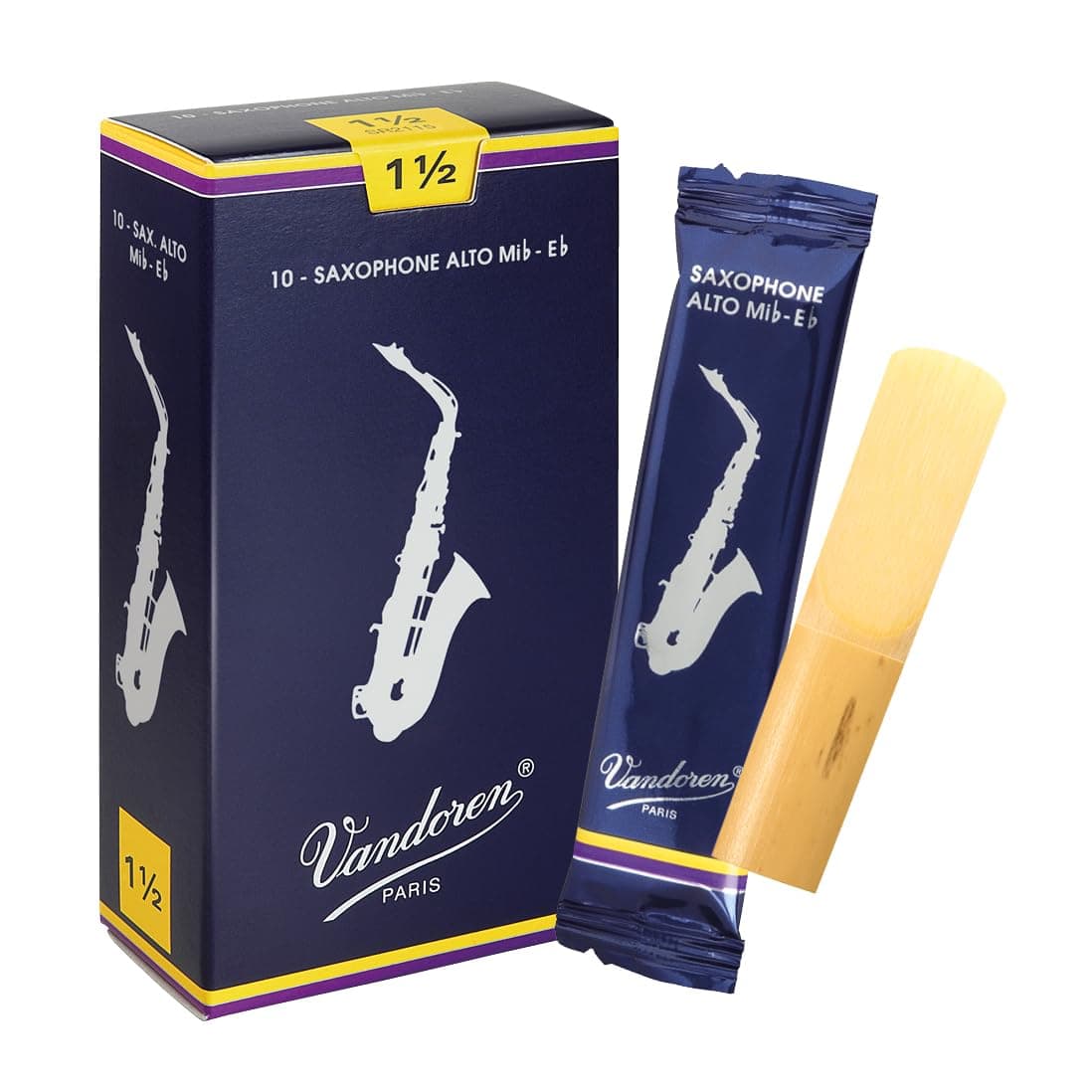 Vandoren SR2115 Alto Sax Traditional Reeds Strength 1.5; Box of 10