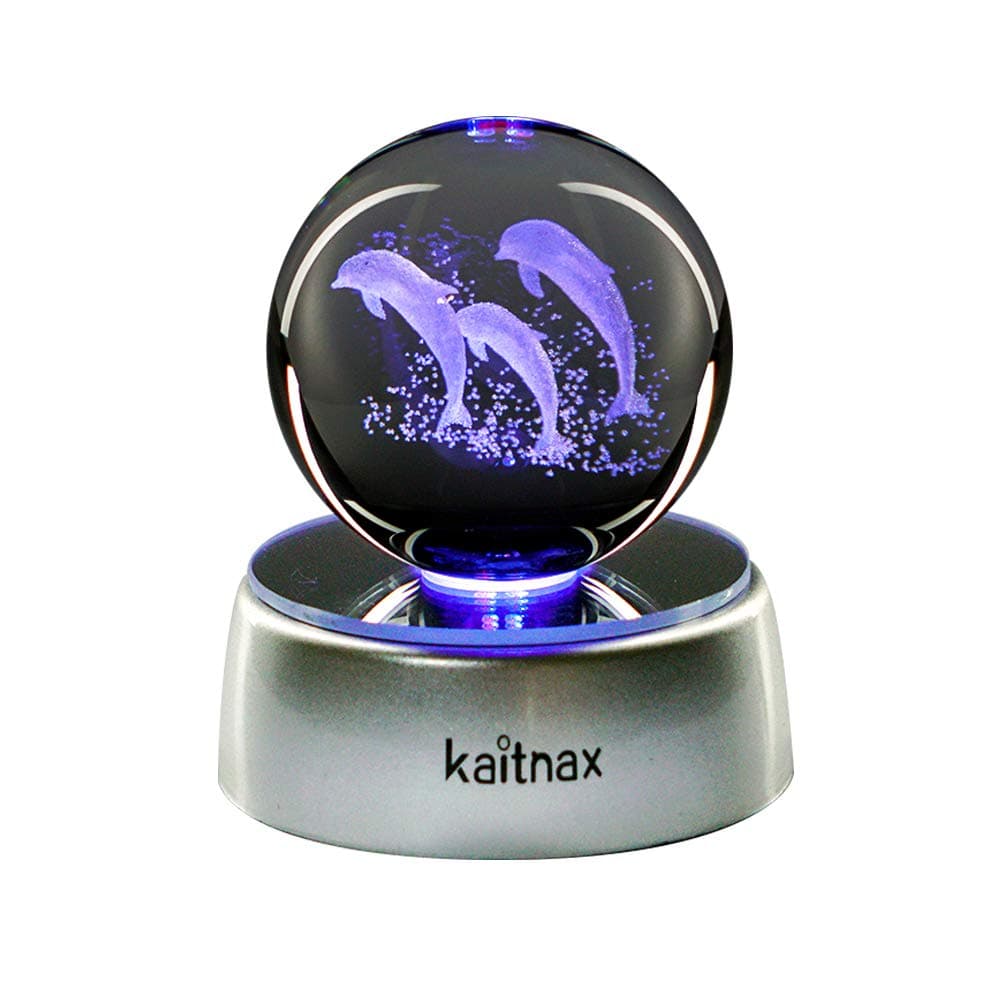 Kaitnax 3D Laser Etched Crystal Ball(50mm) Lamp with LED Base (Multi-Colored-Ma)