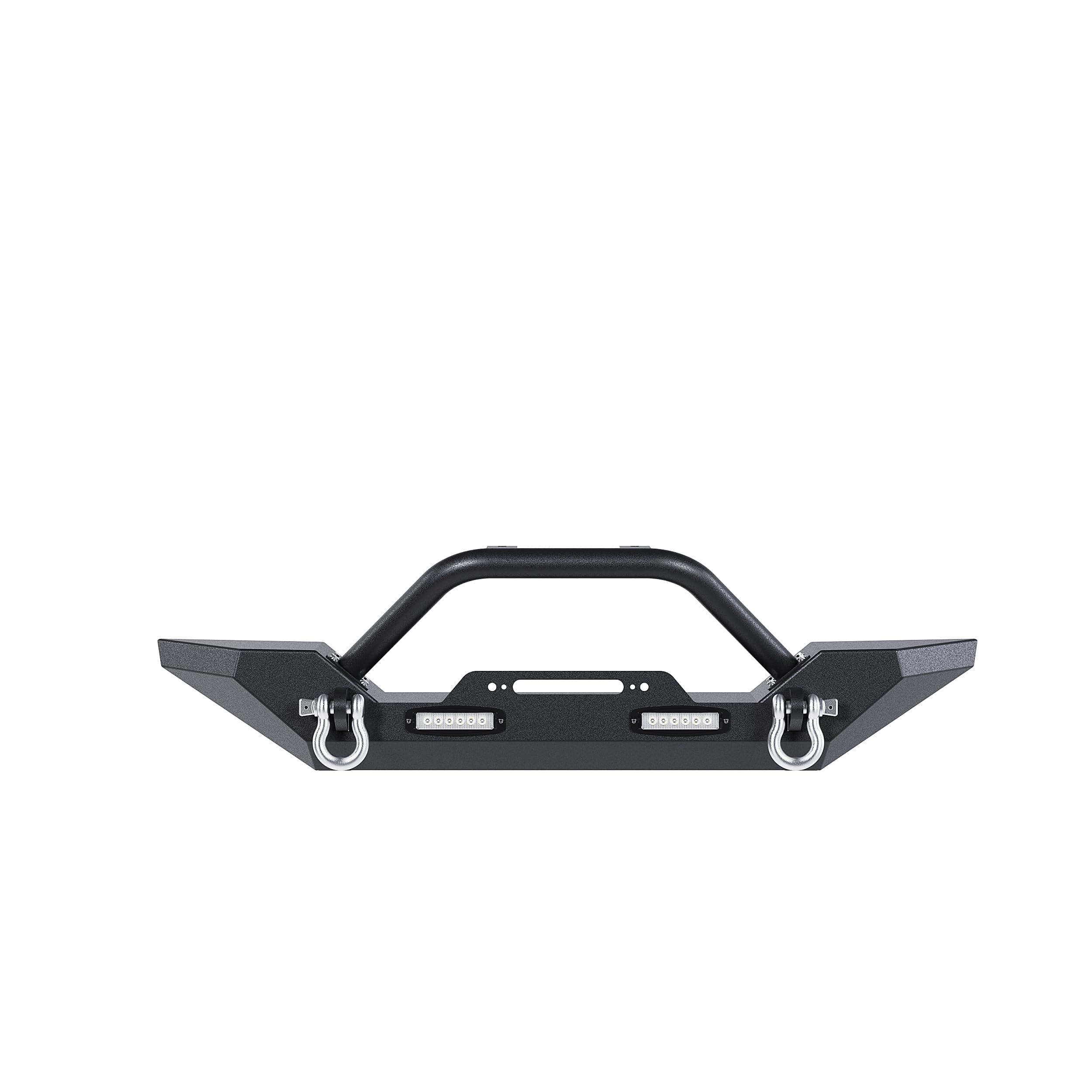 ECOTRIC Front Bumper with Winch Plate D-Ring and 2 LED Lights for 1987-2006 Jeep Wrangler TJ YJ Black Rock Crawler Heavy Duty