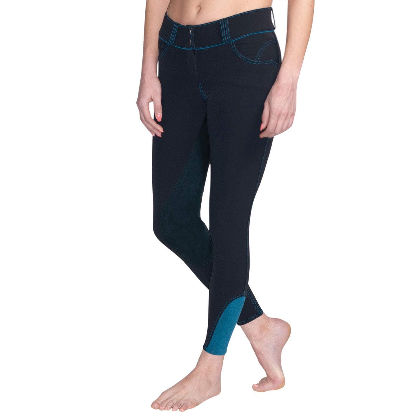 ELATION Leather Full Seat Breeches for Women-Platinum Hudson Black Riding Pants