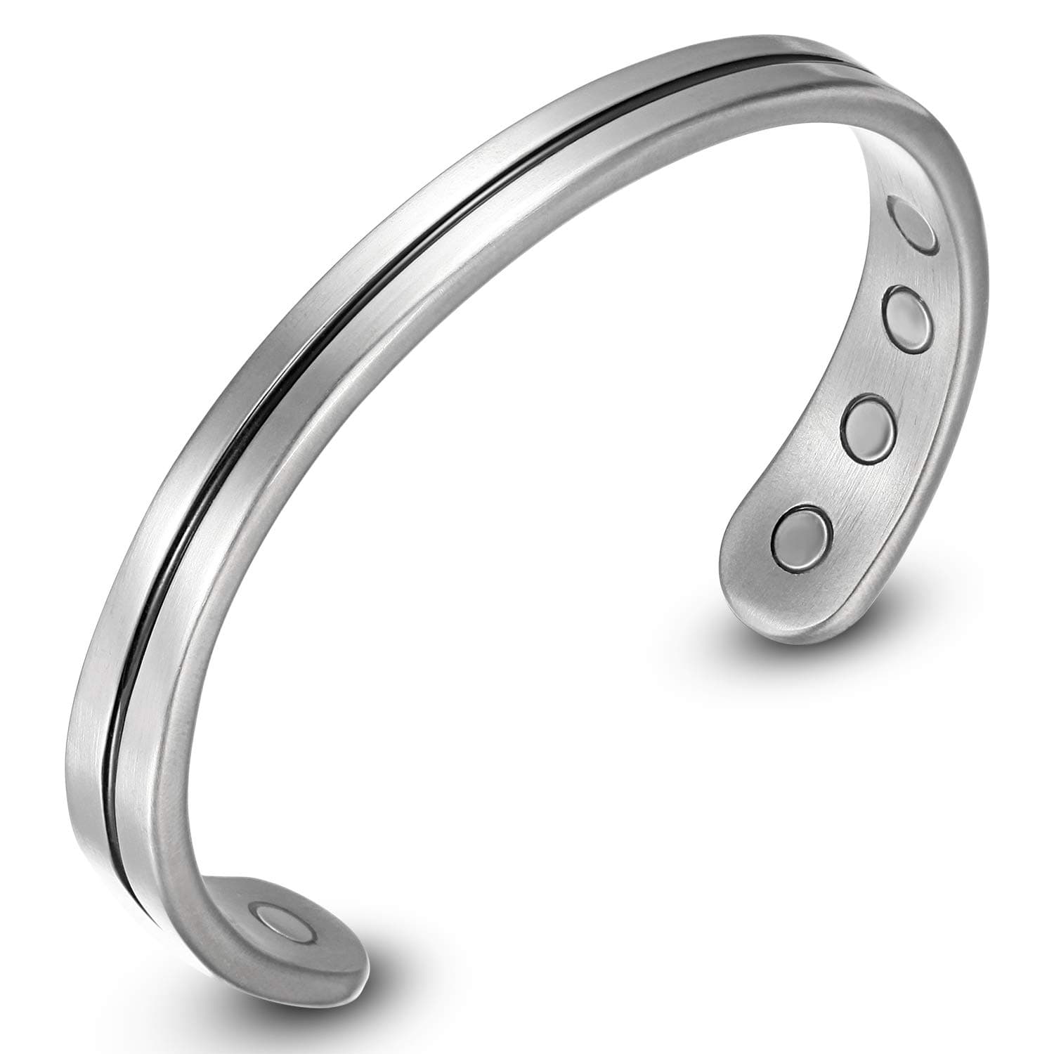 RainSo Mens Womens Sliver Super Light Pure Titanium Magnetic Bracelet Bangle