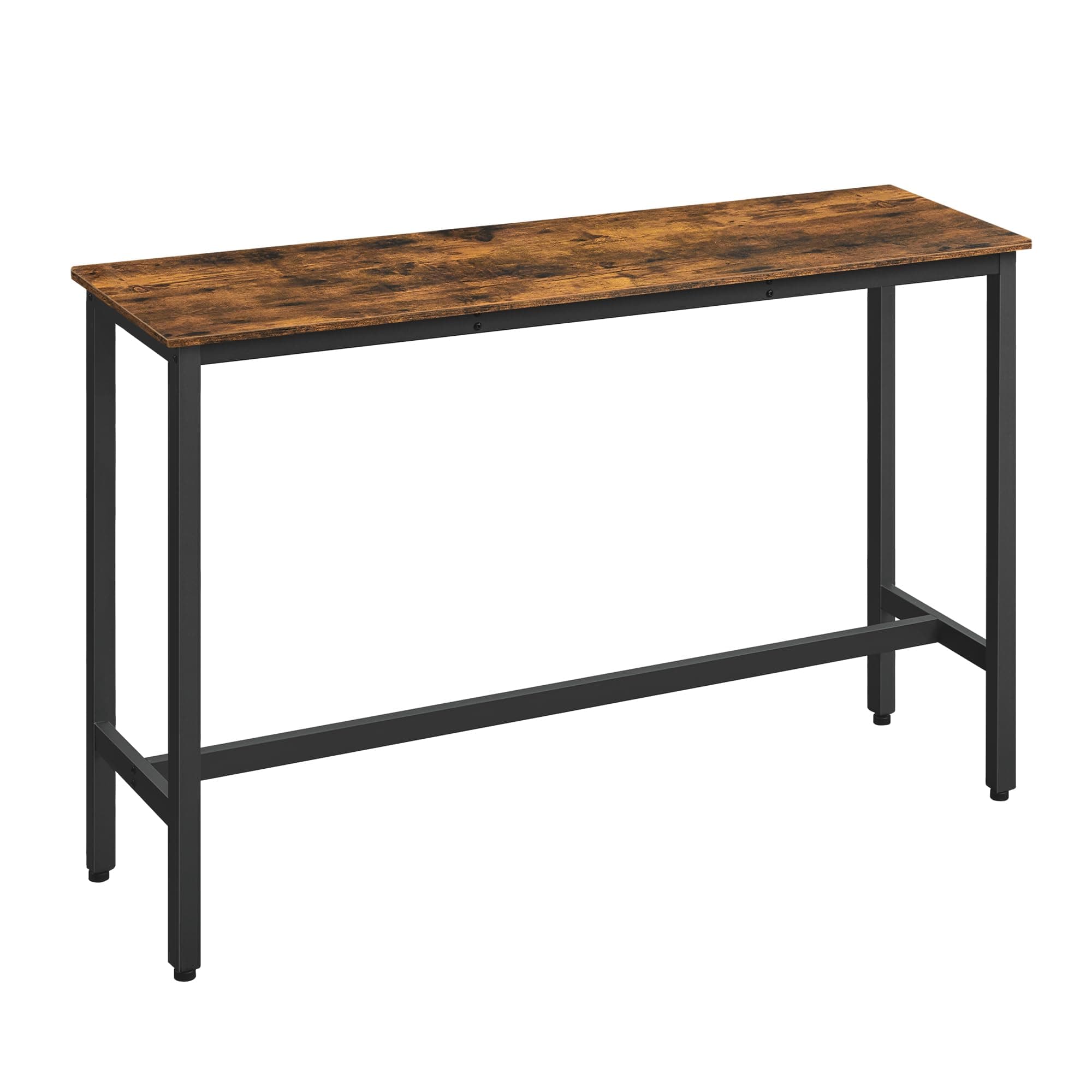VASAGLE Bar Table, Kitchen Table, Pub Dining High Table, Sturdy Steel Frame, 40 x 140 x 90 cm, Easy Assembly, Industrial Design, Rustic Brown and Ink Black LBT140B01