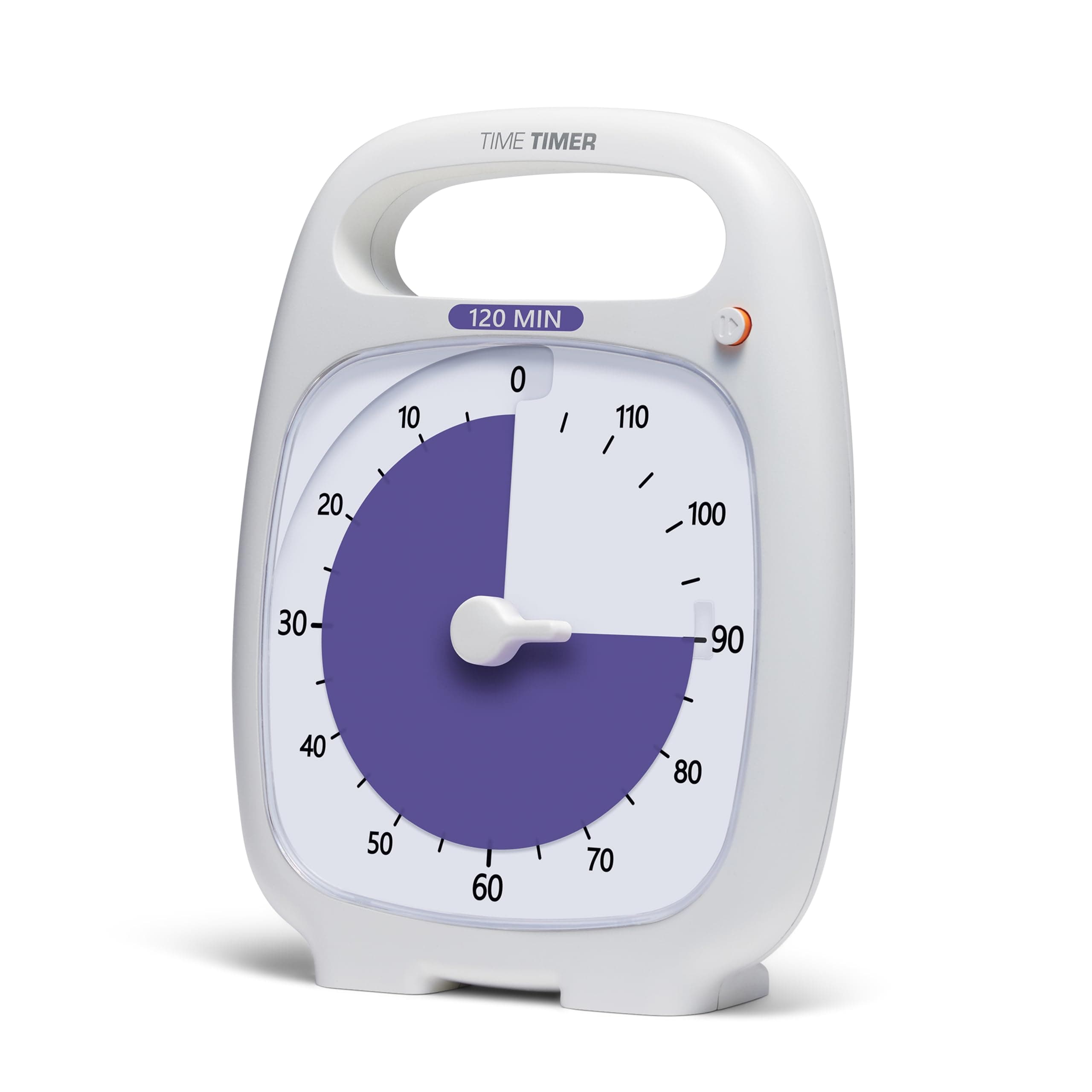 TIME TIMER PLUS 120 Minute Desk Visual Timer Countdown Timer with Portable Handle for Classroom, Office, Homeschooling, Study Tool, with Silent Operation (White)
