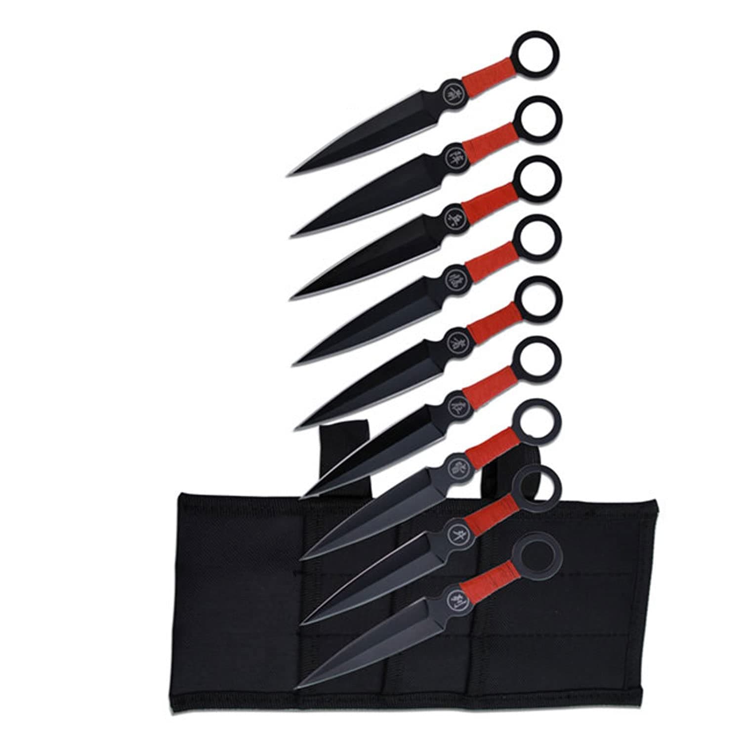 Throwing Knife Set with Stainless Steel Handle, Nylon Sheath, Well Balanced, Target Sports (060 Black)