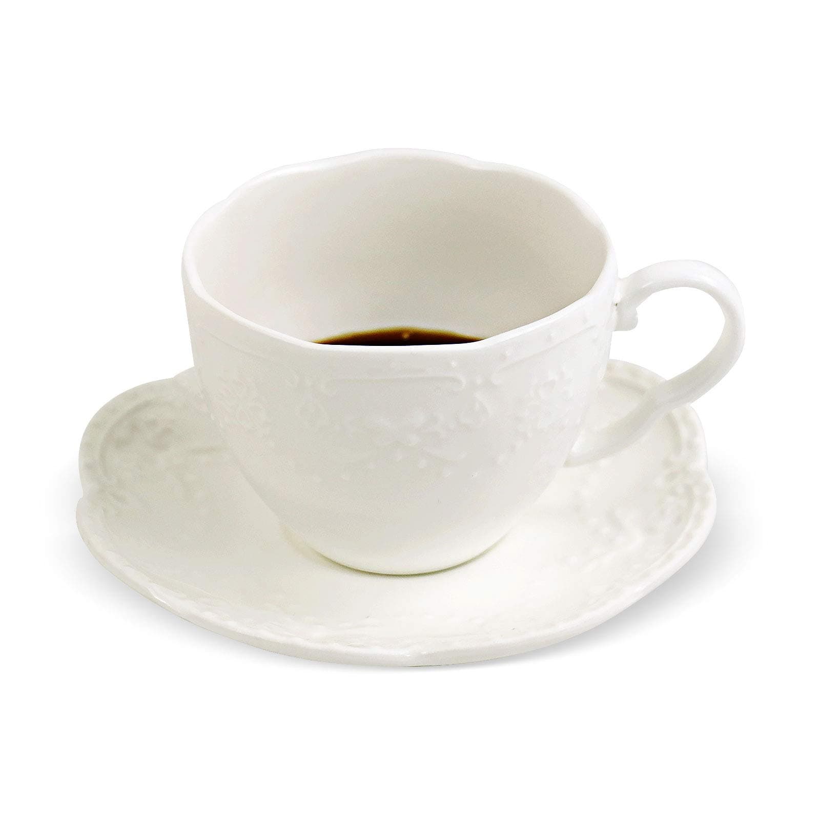 Cup and Saucer Set, Ceramic Coffee Cup and Saucer Sets Butterfly Relief Teacup Set