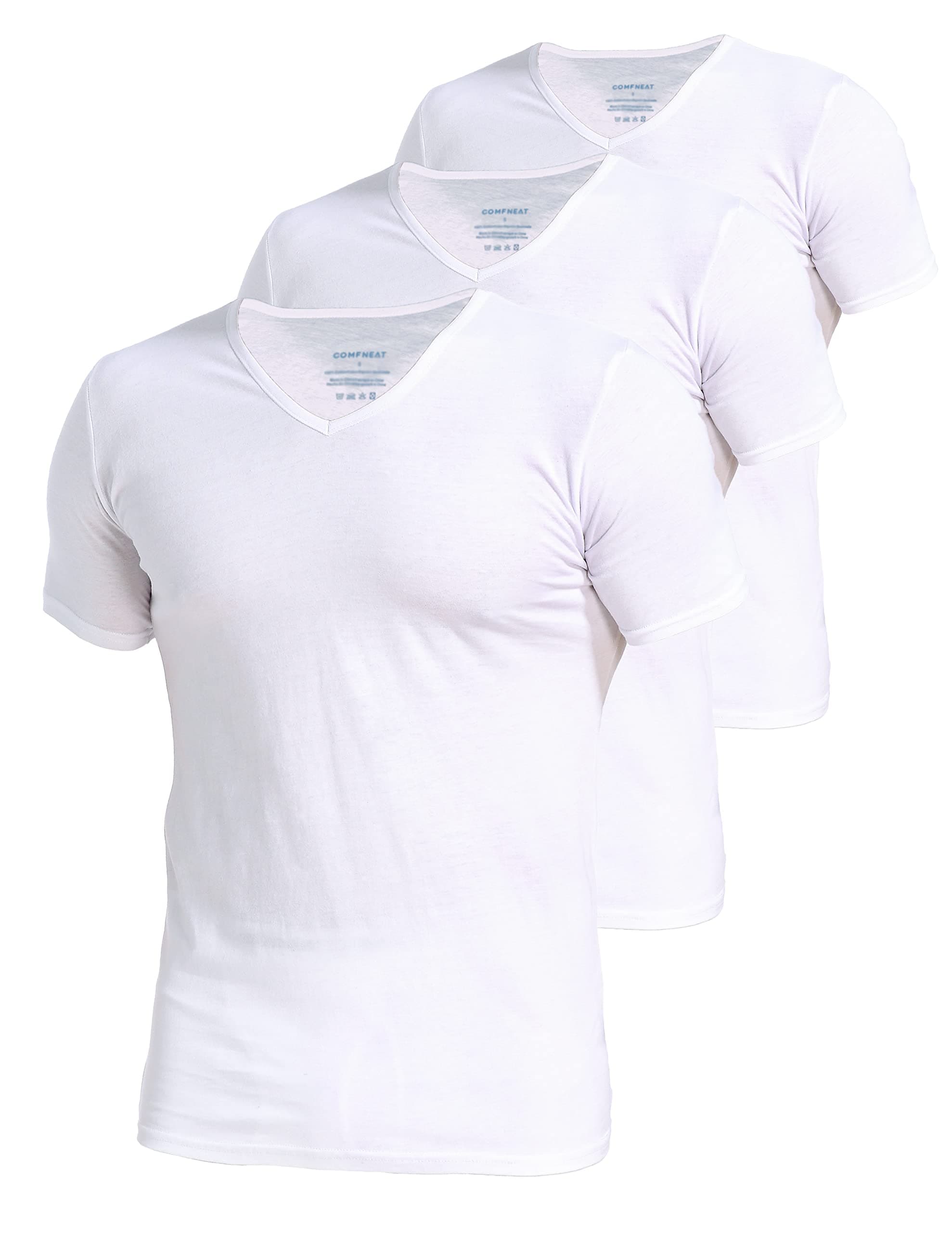 Men's 3-Pack Stretchy Cotton Spandex Undershirts V-Neck T-Shirts