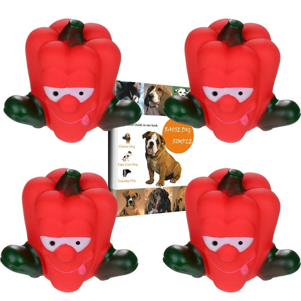 Savena Squeaky Dog Pepper Toy Bite Resistant Squeaker No Stuffing Dog Toy Red Colors (Pepper)