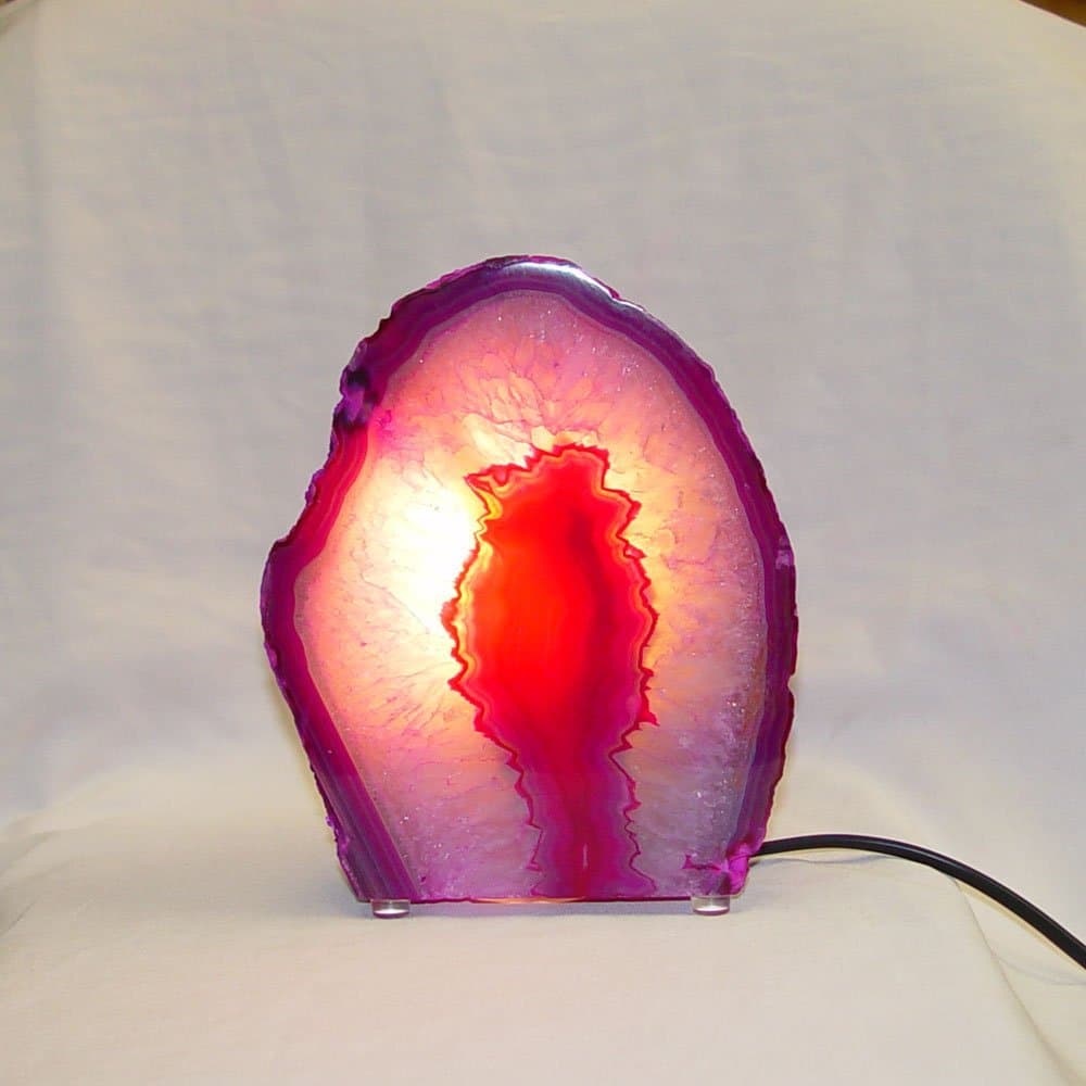 Table Lamp Pink Agate Lamp Electric 100% Natural Stone Dyed Pink 01 AAA Grade Gemstone Top Quality Night Light From Brazil