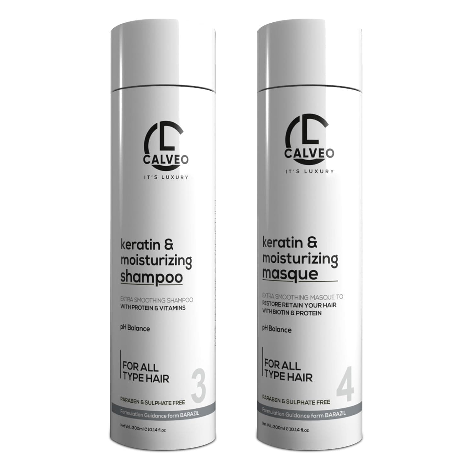 CALVEO Keratin & Moisturizing Shampoo & Masque Conditioner Combo- Post Colored & other Treatment Hair Care-Repair Damaged Hair|Frizz control Smooth Shiny Hair| Ultimate HydrationFor All Hair Types