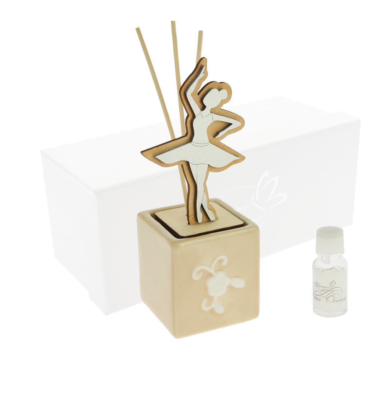 Diffuser Cube Ballerina Wood/Porcelain 7 X 17 + Perfume C/AST.