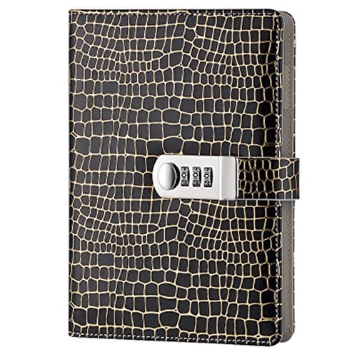 Sealei A5 Locking Journal Diary with Combination Lock Password Lock Journal Notebook (Black)