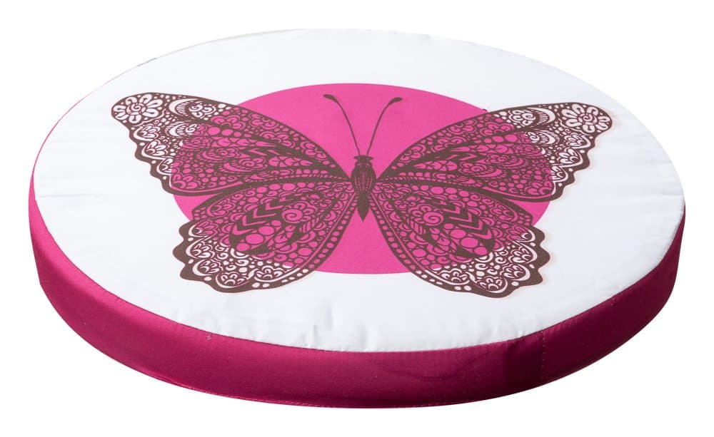 Butterfly Cushion Seat Cushion Chair Cushion Cover with Butterfly Design Diameter Approx. 40 cm 5 fruit motifs (Pink)