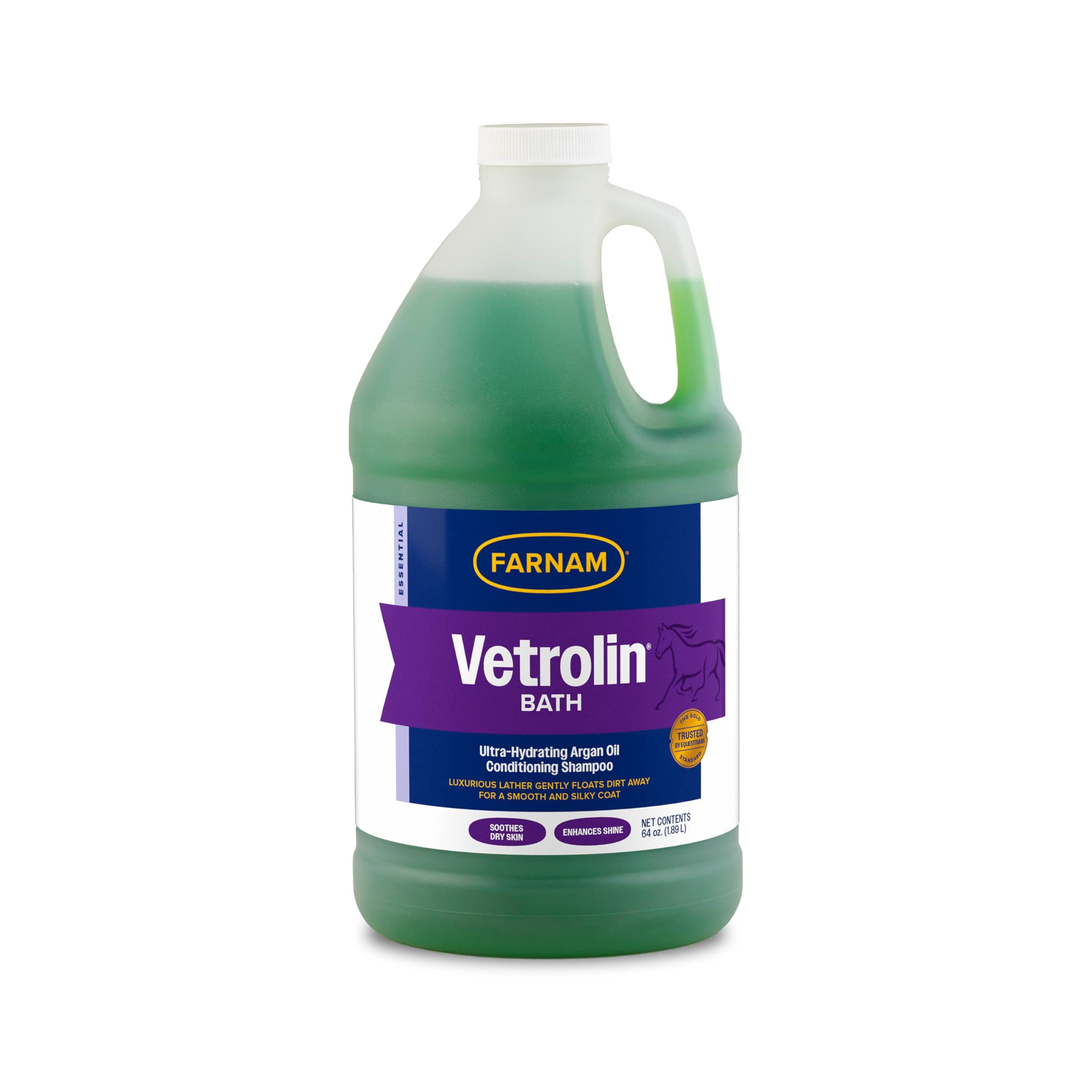 Farnam Vetrolin Bath Ultra-Hydrating Shampoo for Horses and Dogs 64 Ounces,Green