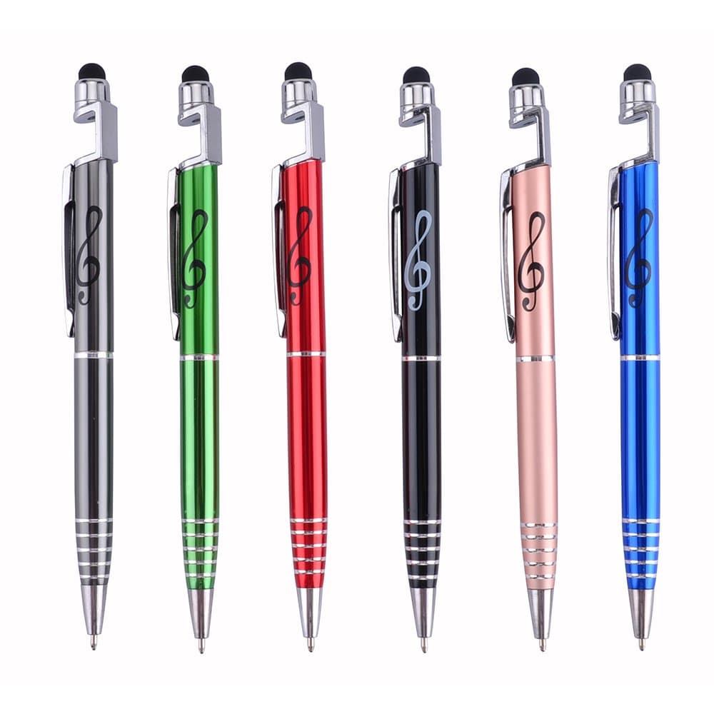 Stylus Pen Phone Stand 3 in 1 Capacitive Ballpoint Stand Pen Universal Touch Screen Devices Treble Clef Theme with Clear Gift Case (Phone Stand Pen)