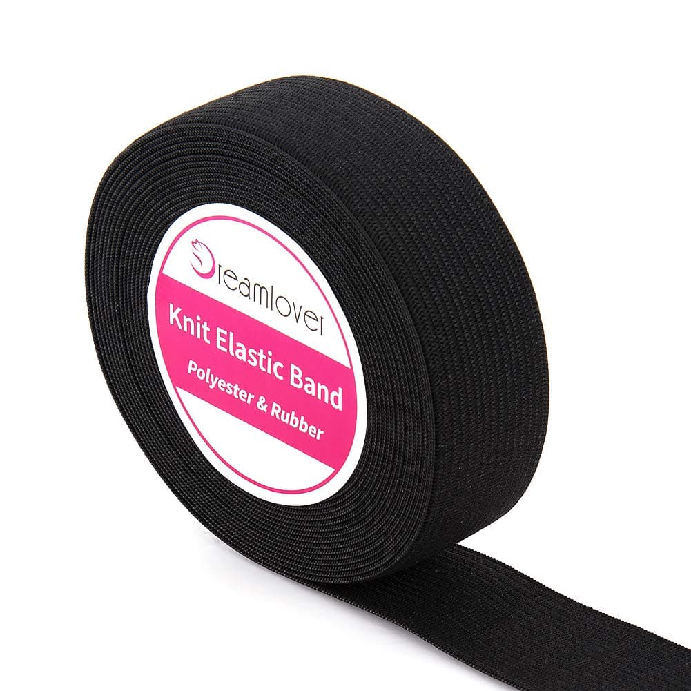 Dreamlover Black Elastic Spool Elastic Sewing Band for Wigs Waistband Underwear Pants Shoes Sheets Costumes Craft DIY Projects, 1 Inch x 6 Yards