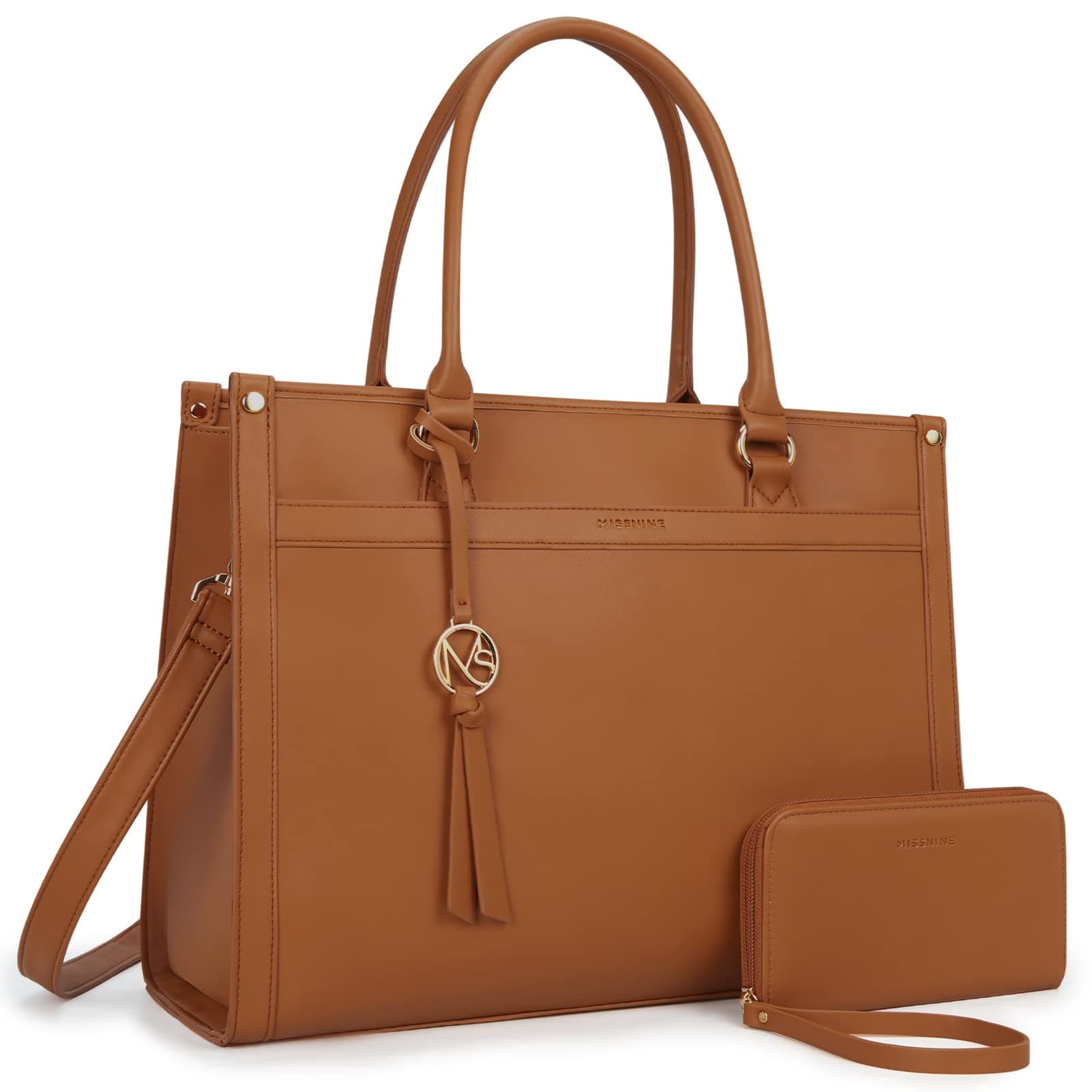 Missnine Laptop Bag with Removable Purse 15.6 inch Computer Bag Leather Briefcase for Women Work Tote Bag for Office, Travel